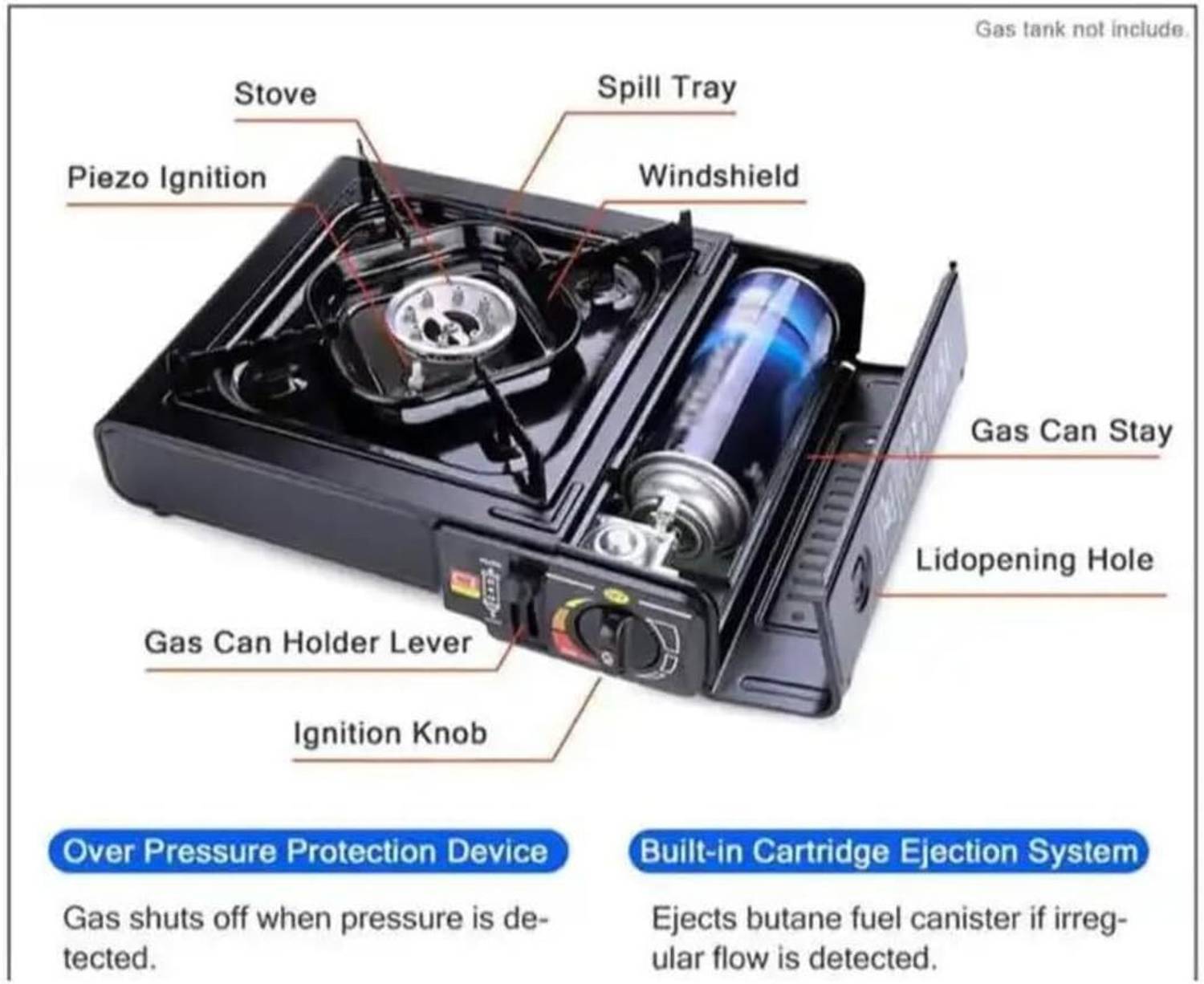 4uonly Portable Lightweight One Burner Gas Stove ASQ6 Stainless S