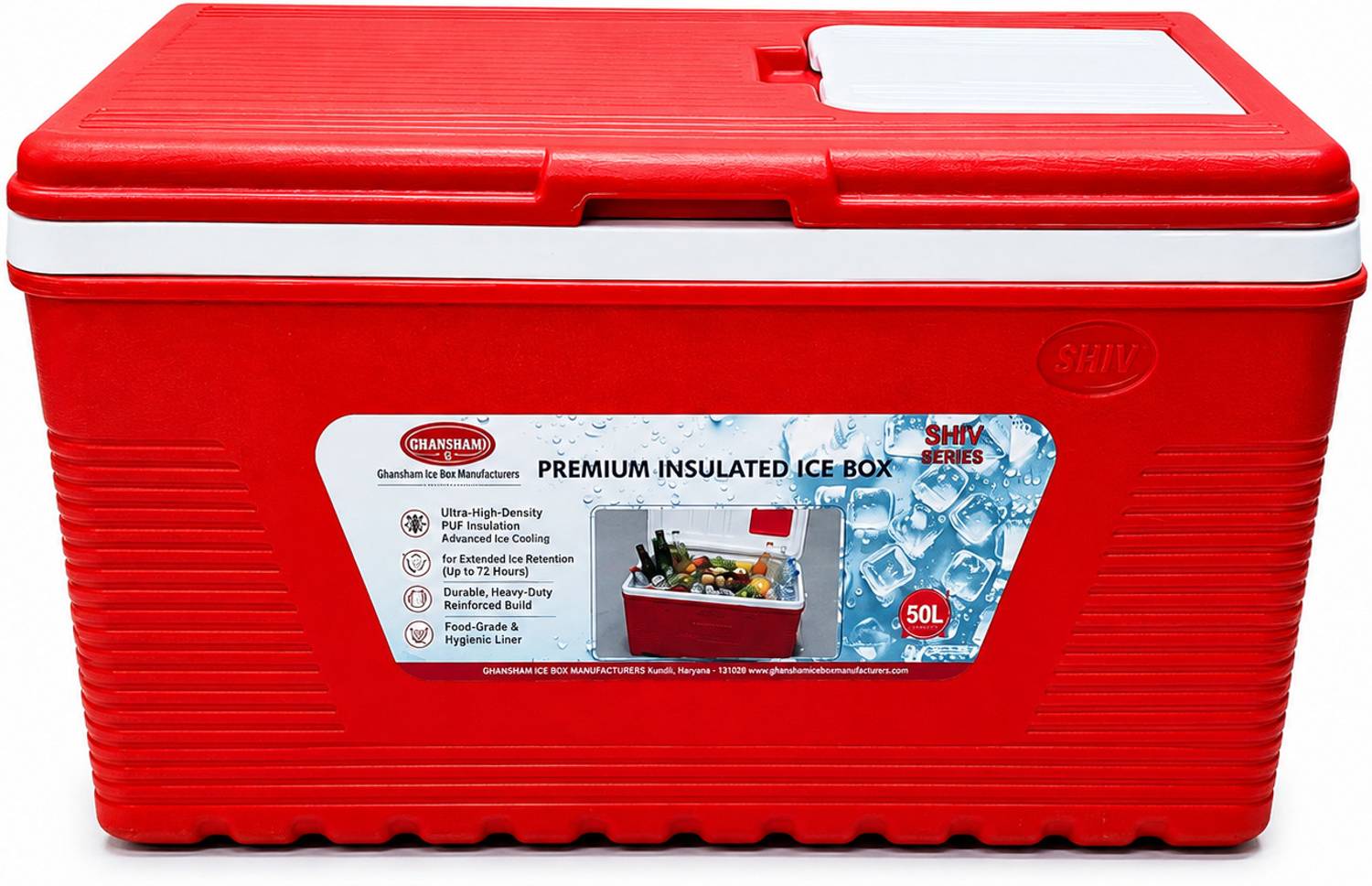Ghansham Ice Box Manufacturers 50 LTR Plastic Ice Box | Polyethylene Puff Insulation | Ice Cooler | Ice Chest Ice Cooler Box