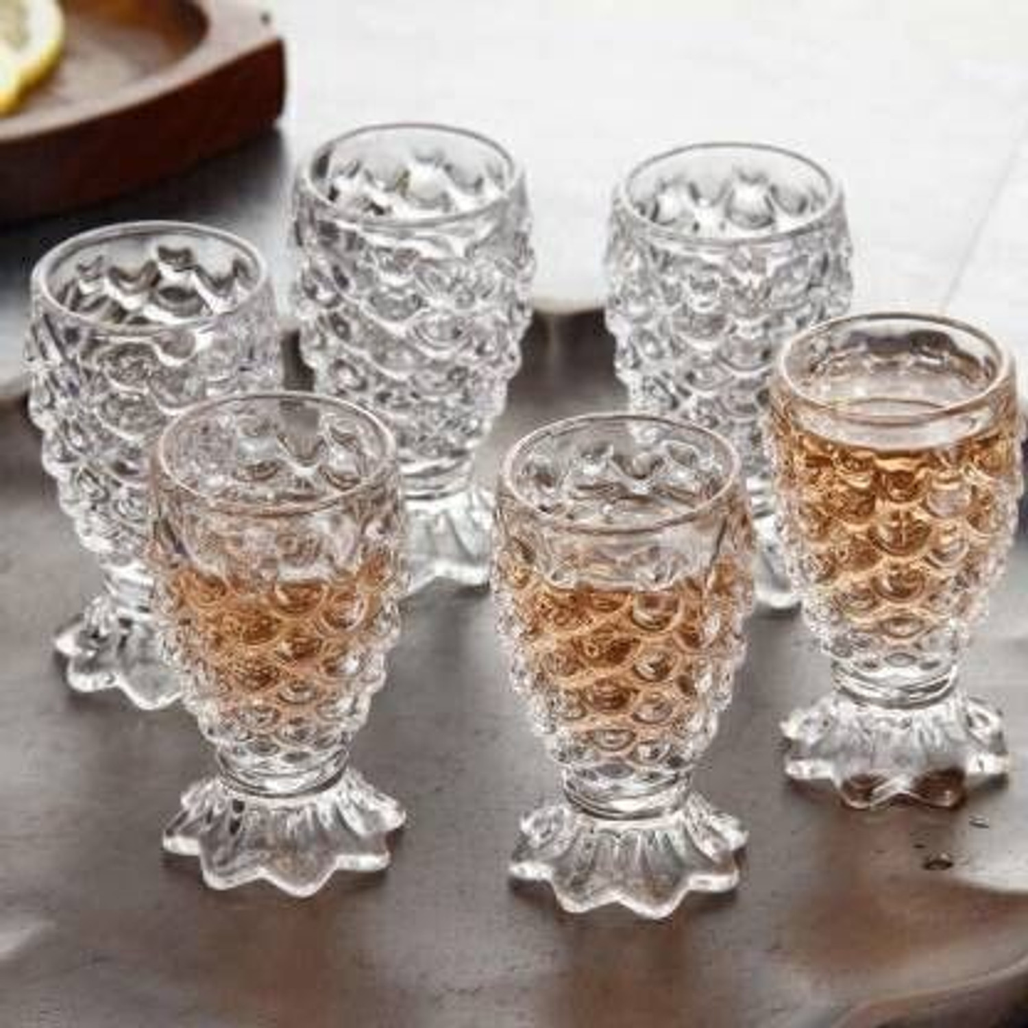 Image of OFFERZONE (Pack of 6) Gifts & Decor (Pack of 6) Crystal Clear Pineapple Shaped Juice, Drinking Glass Set of 6 Pieces, 250ml Each Glass Set (250 ml, Glass) Glass Set Water /Juice Glass
