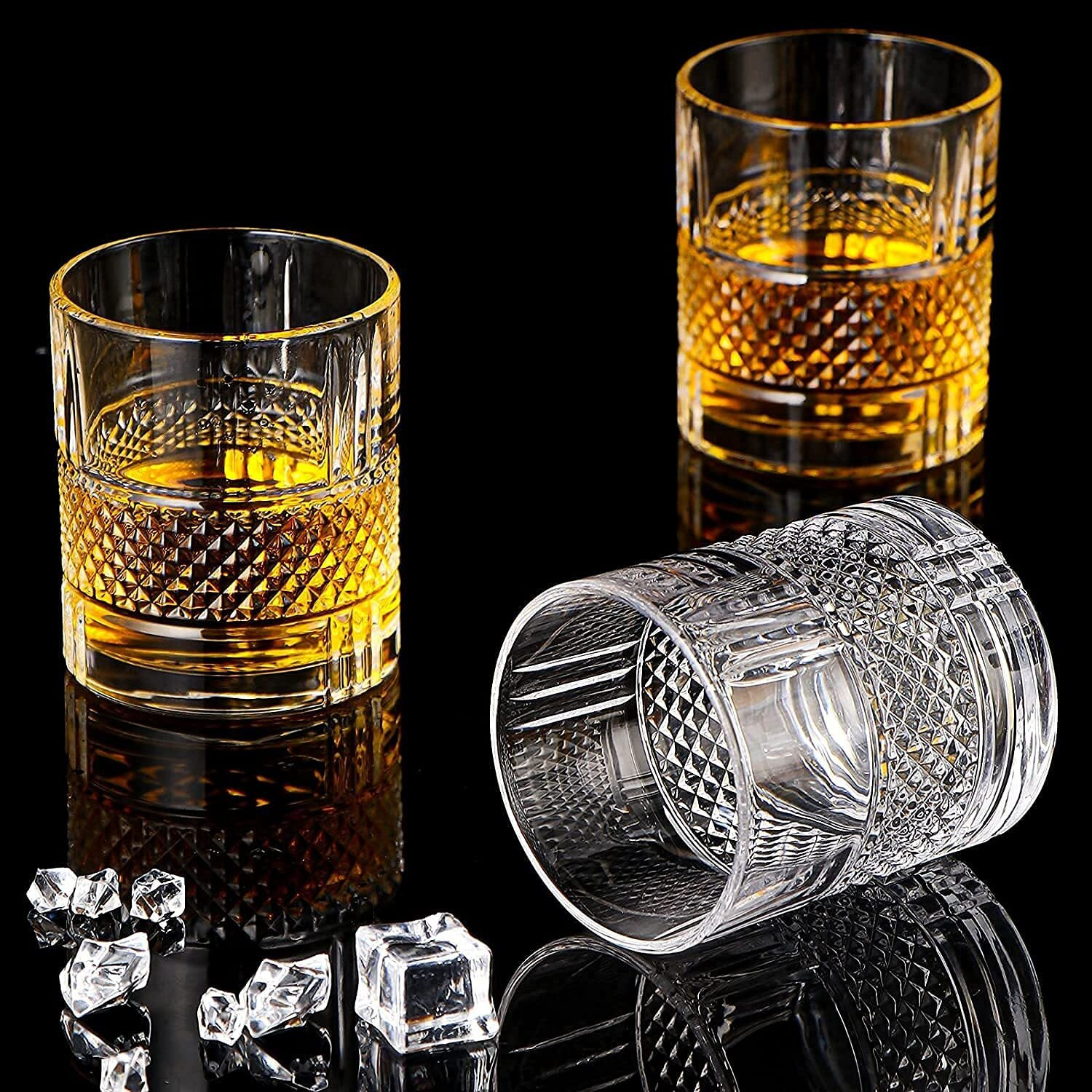 Image of CQZ Fashioned Whiskey Glass - Heavy Base Rocks Barware Glasses Glass Whisky Glass (340 ml, Glass, Clear)