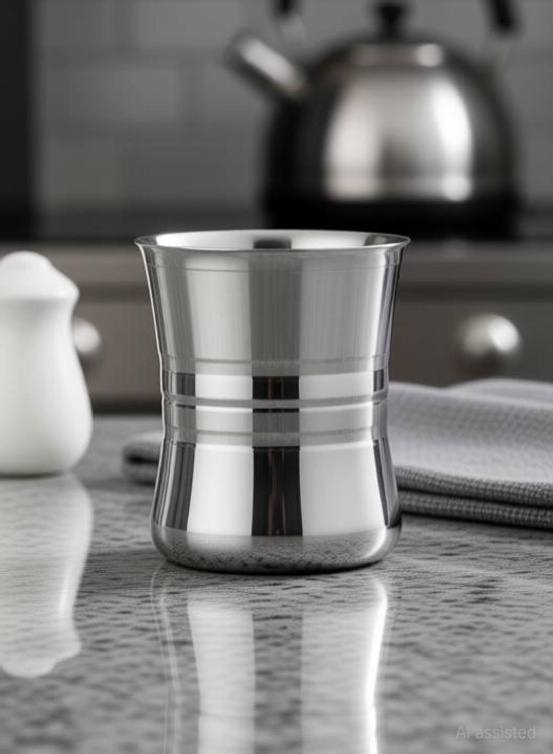 akashmetal (Pack of 6) STAINLESS STEEL TABLEWARE DRINKWARE GLASS SET Glass Set Water/Juice Glass