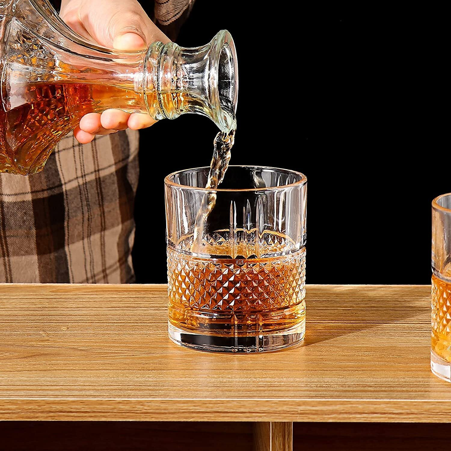 Image of CQZ Fashioned Whiskey Glass - Heavy Base Rocks Barware Glasses Glass Whisky Glass (340 ml, Glass, Clear)