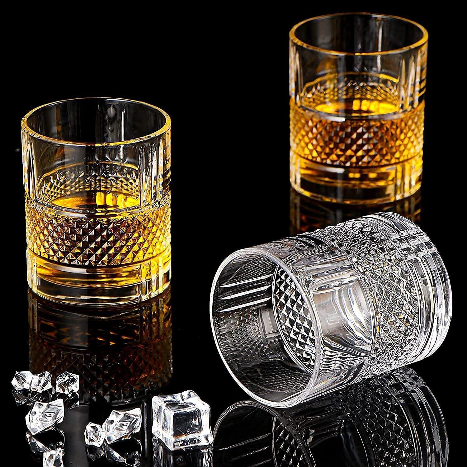 Image of okechuku (Pack of 4) Crystal Drinking Glasses Classic Whiskey Tumblers Imported Bourbon Scotch Brandy Glass Whisky Glass