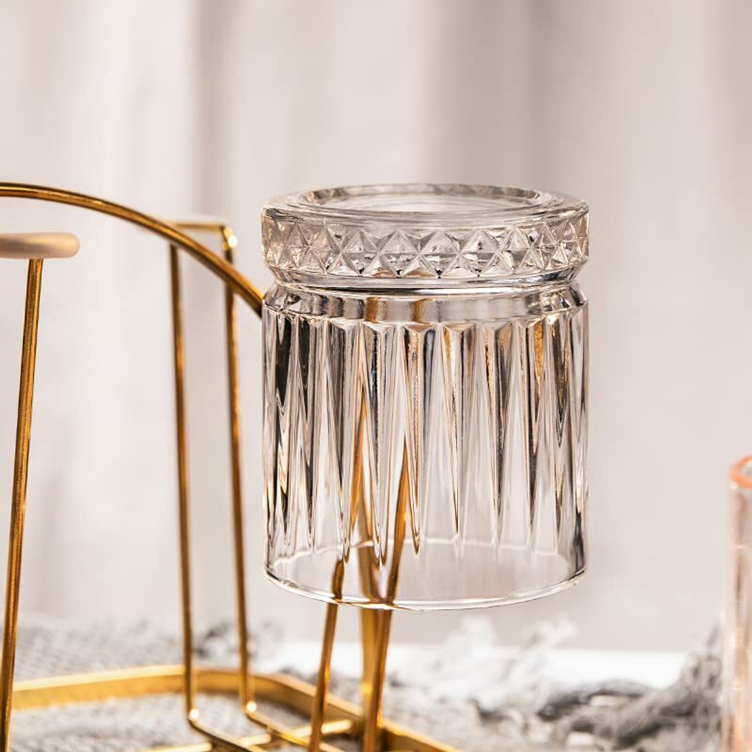 Image of VLKMK (Pack of 6) Unique Daiamond Shaped Whiskey Glass, Unique Cool Crystal Rocks Whiskey Glasses for Scotch, Bourbon, Vodka, Liquor, wine, Rock Style Old Fashioned Drinking Glassware (Pack of 6 , 310ml) Glass Set Whisky Glass