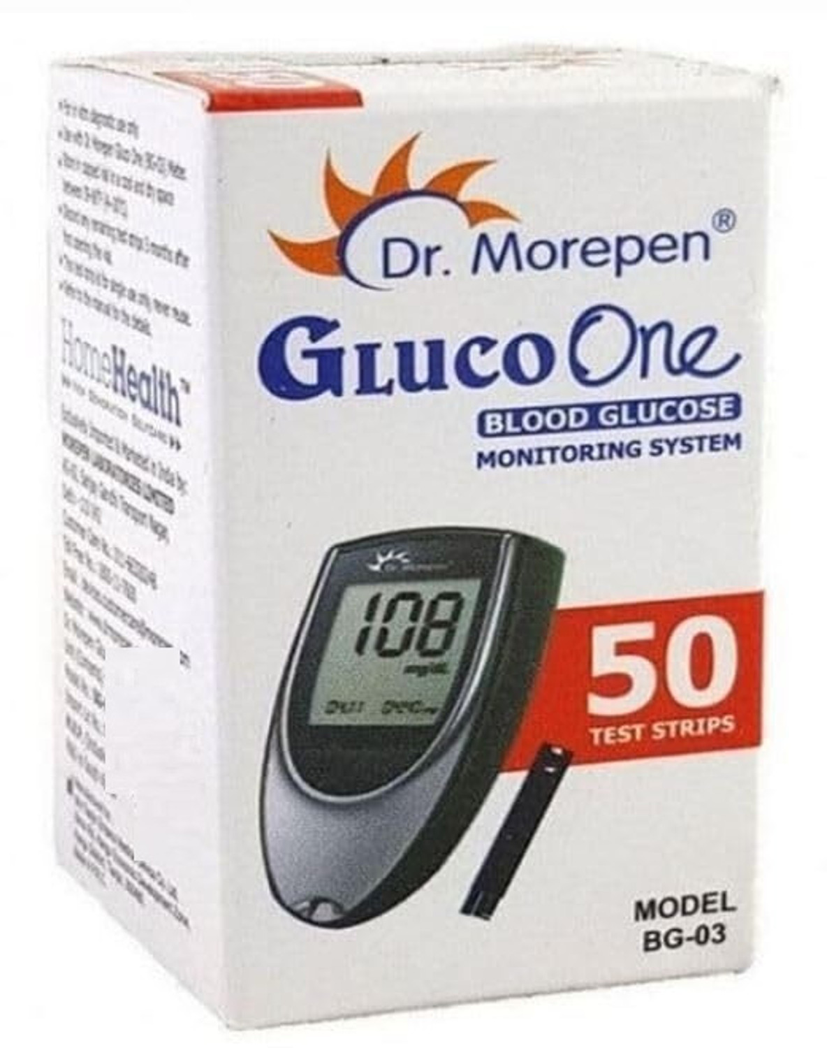 Image of Dr. Morepen BG 03 Strips Test 50 Glucometer Strips