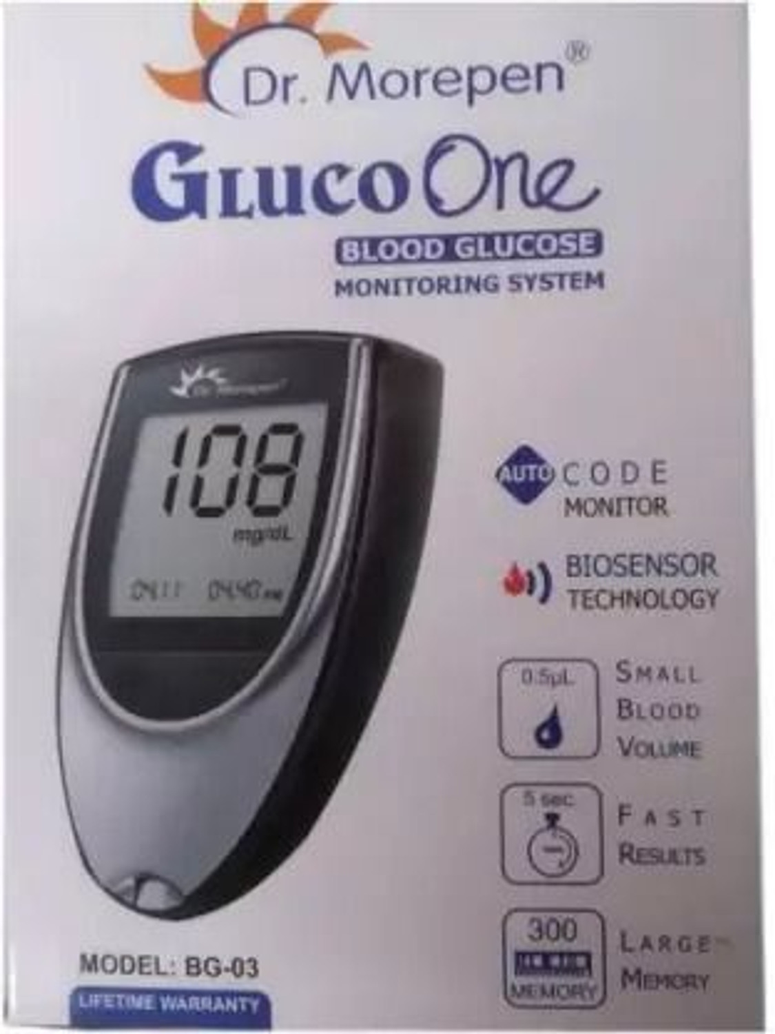 Image of Dr. Morepen BG-03 Gluco One Glucometer Combo, 25 Strips Glucometer