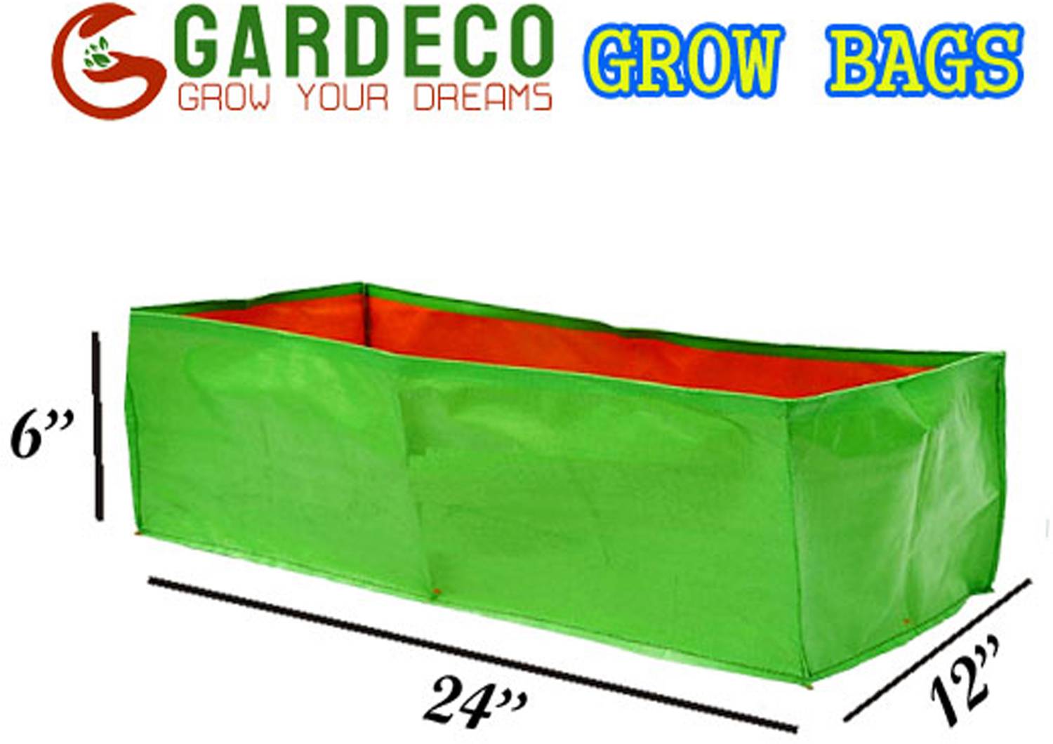 GARDECO 260 GSM HDPE UV Treated Rectangle Grow Bag (24x12x6-Inch) - Image 2