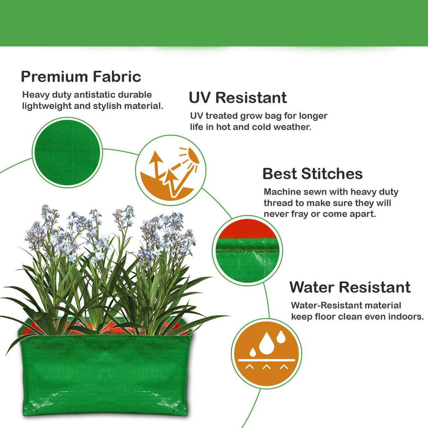 GARDECO 260 GSM HDPE UV Treated Rectangle Grow Bag (24x12x6-Inch) - Image 4
