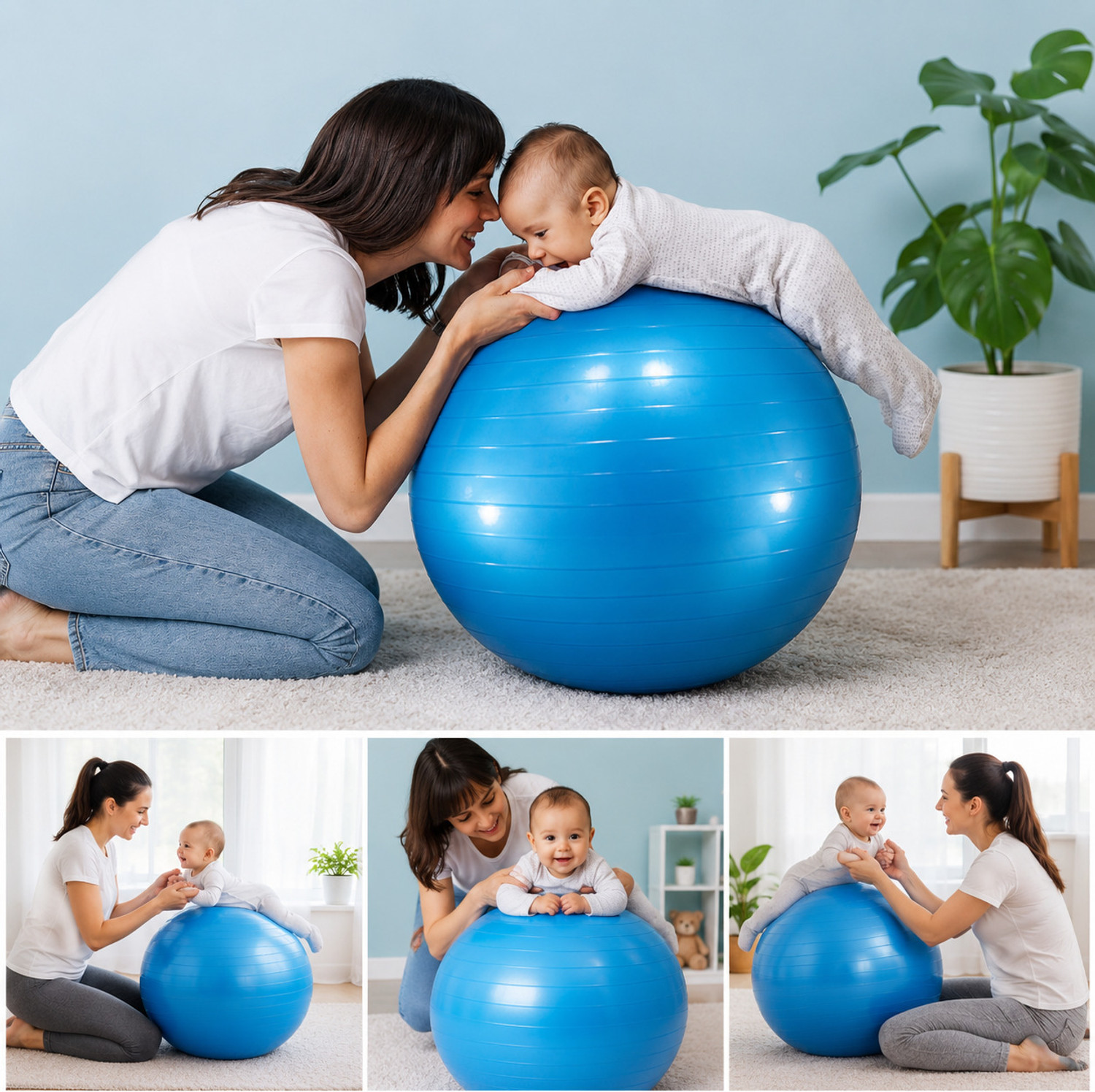 Image of PINOPZA Anti-Burst Rubber Gym Ball 65 cm with Free Foot Pump Gym Ball