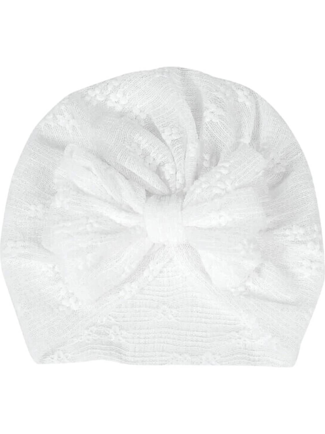 AmazingKarts 1Pcs Bow HeadWrap Elastic Headband for Baby Girls Cotton Soft turban band(White) Head Band