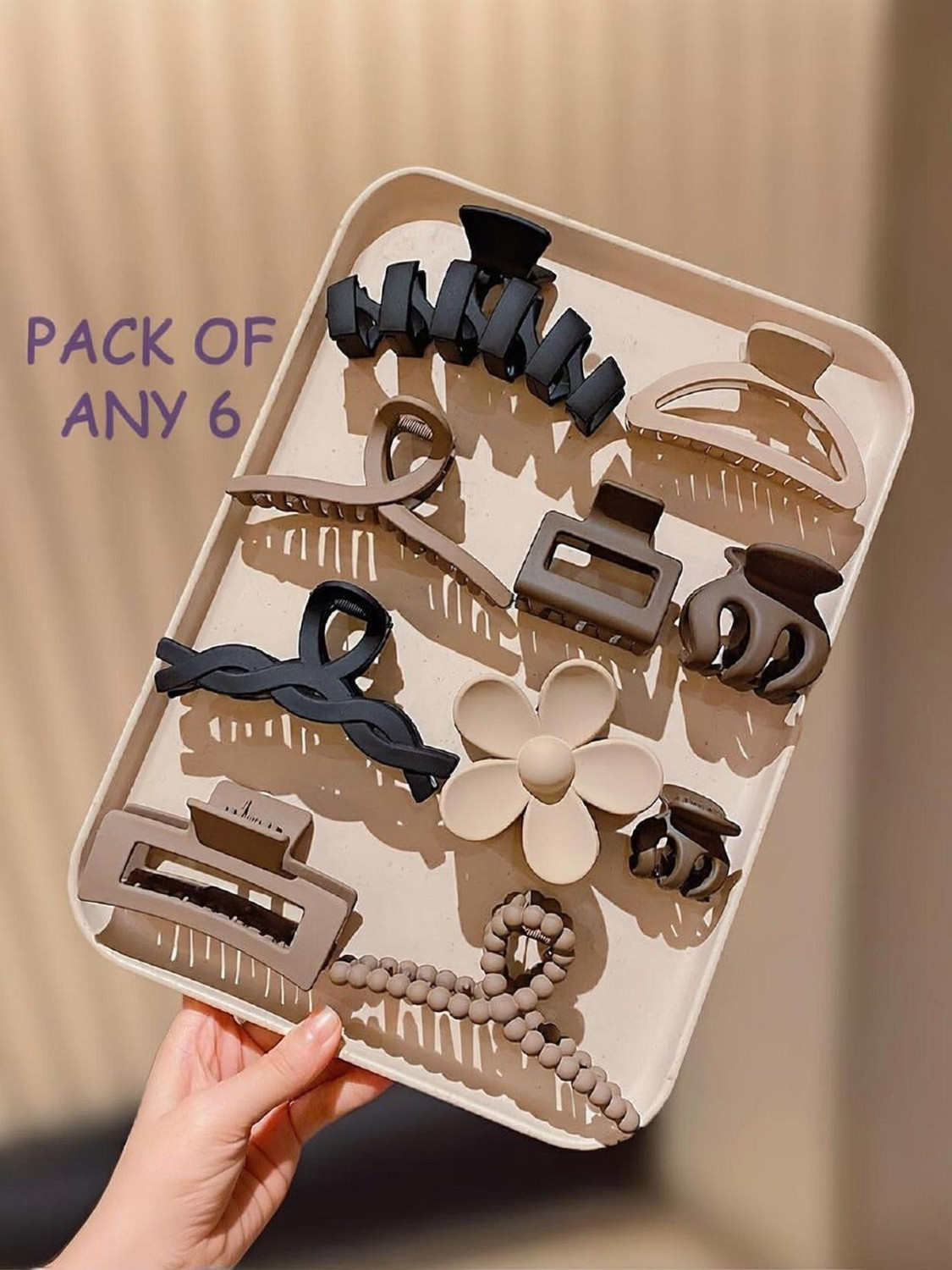 Image of Aayra 6 Matte clutcher hair claw clip Mix Square Tshape hair Accessories For Women Hair Claw