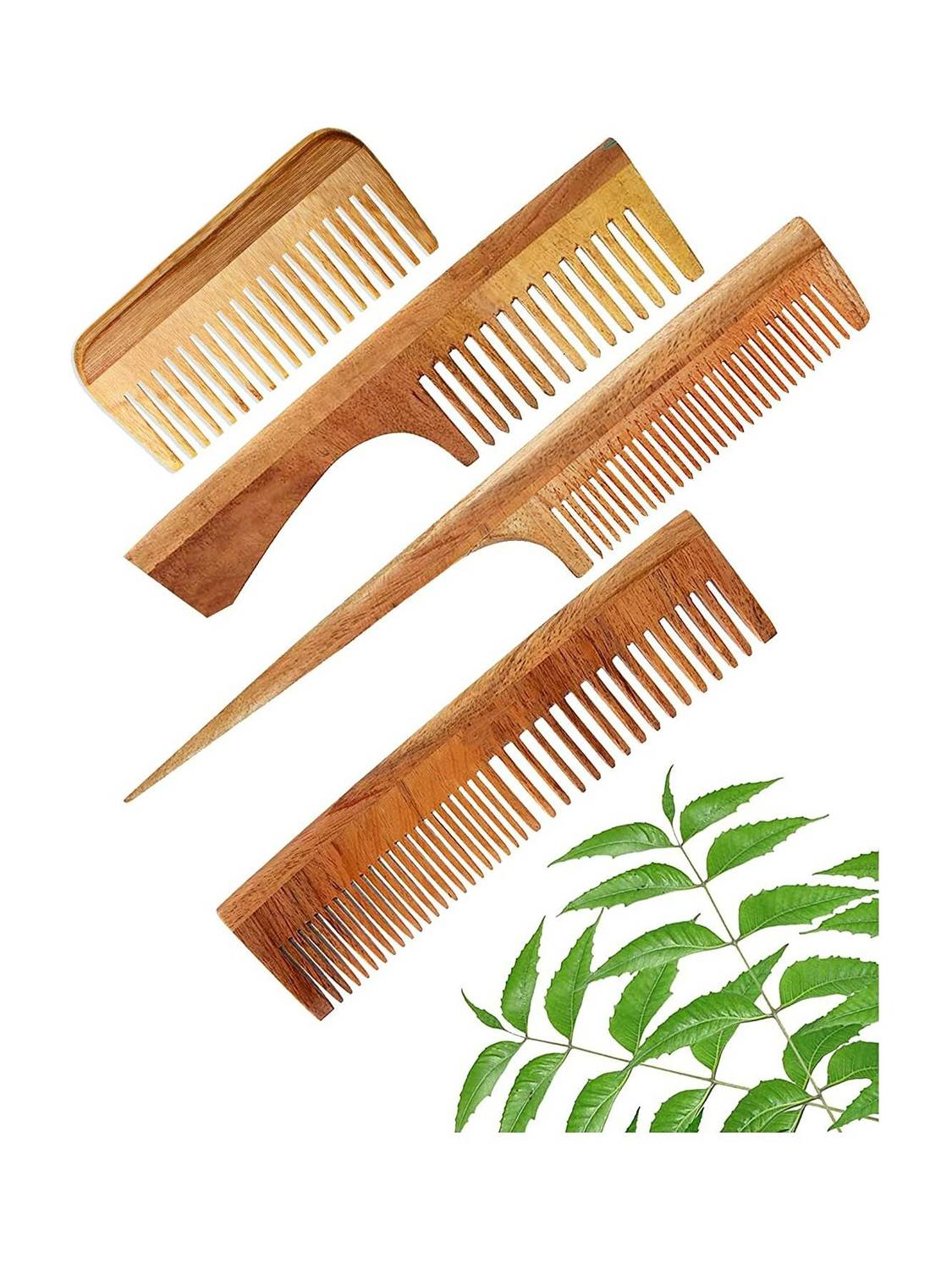 DAUMI Ayurvedic Neem Wood Anti Dandruff Hair Comb (Pack of 4) - Image 1