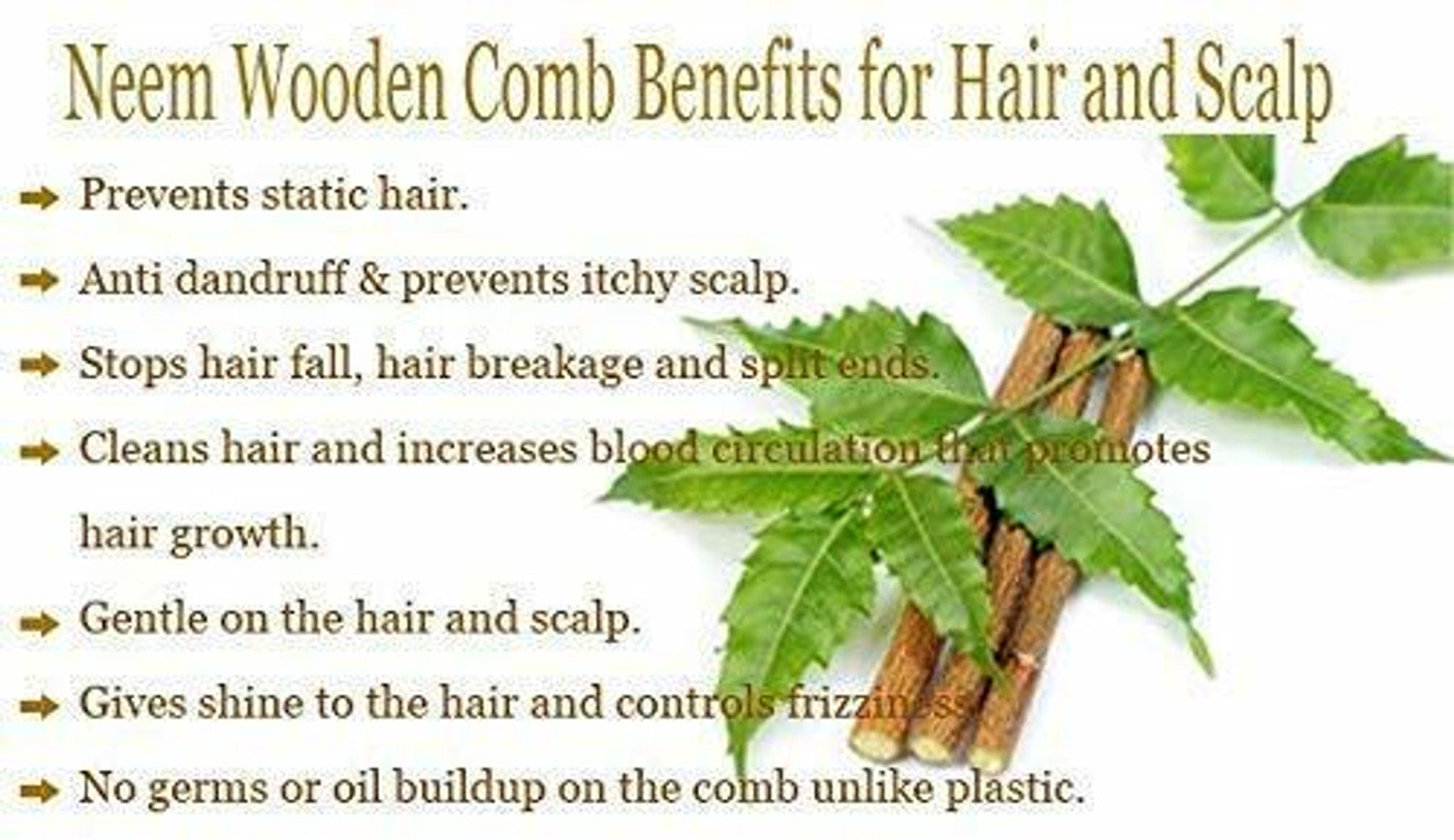 Image of DAUMI Ayurvedic Neem Wood Anti Dandruff Hair Comb ( pack of 3)