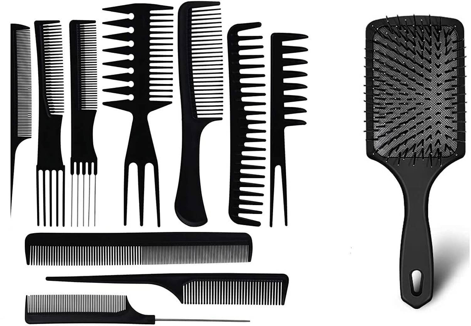 Miss Hot 10 Pieces Professional Hair Comb Set Plastic Hair Styling Comb Kit Rat Tail Comb