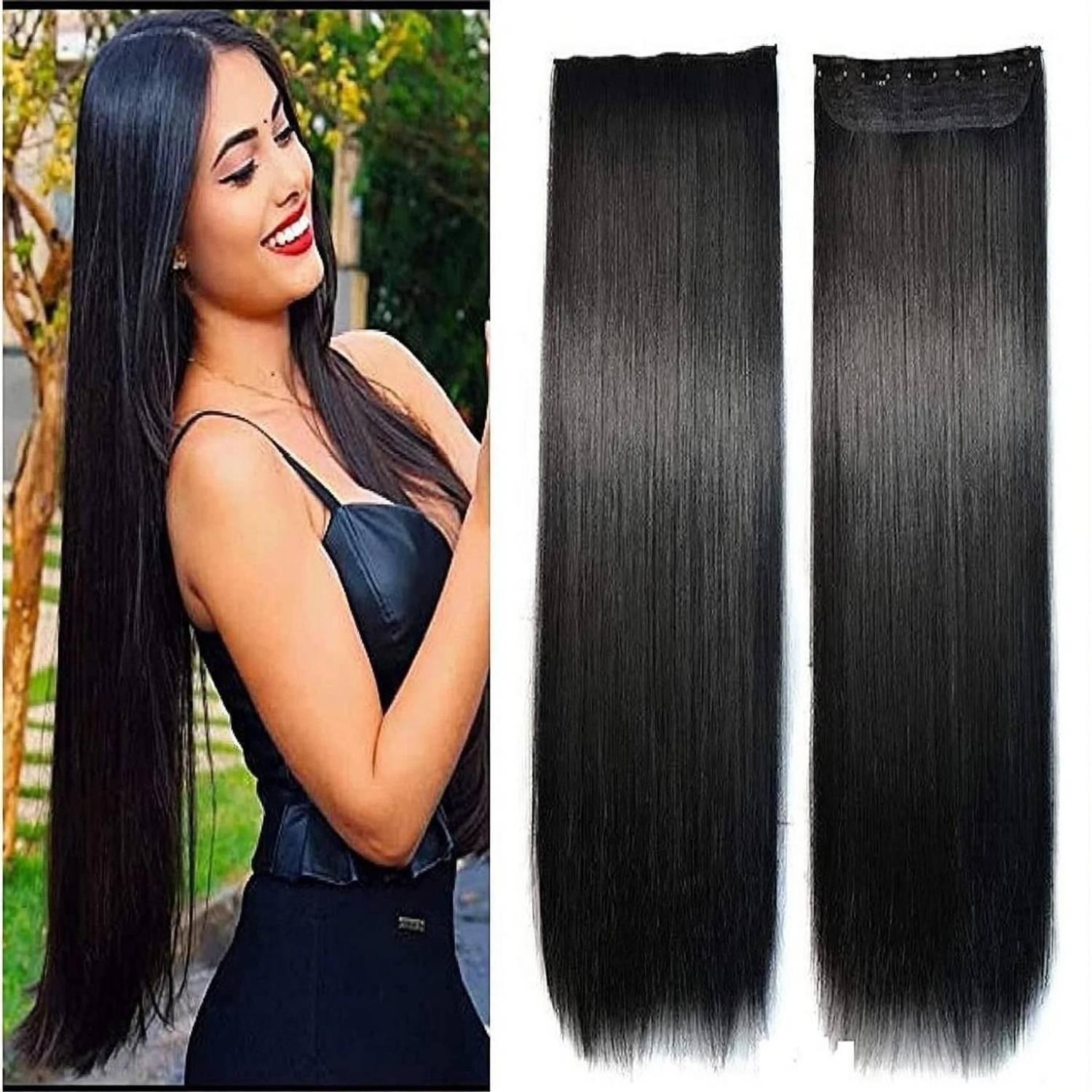 AHJ Best Straight Extension Natural Black Long Extension Accessories For Women/Girls Hair Extension