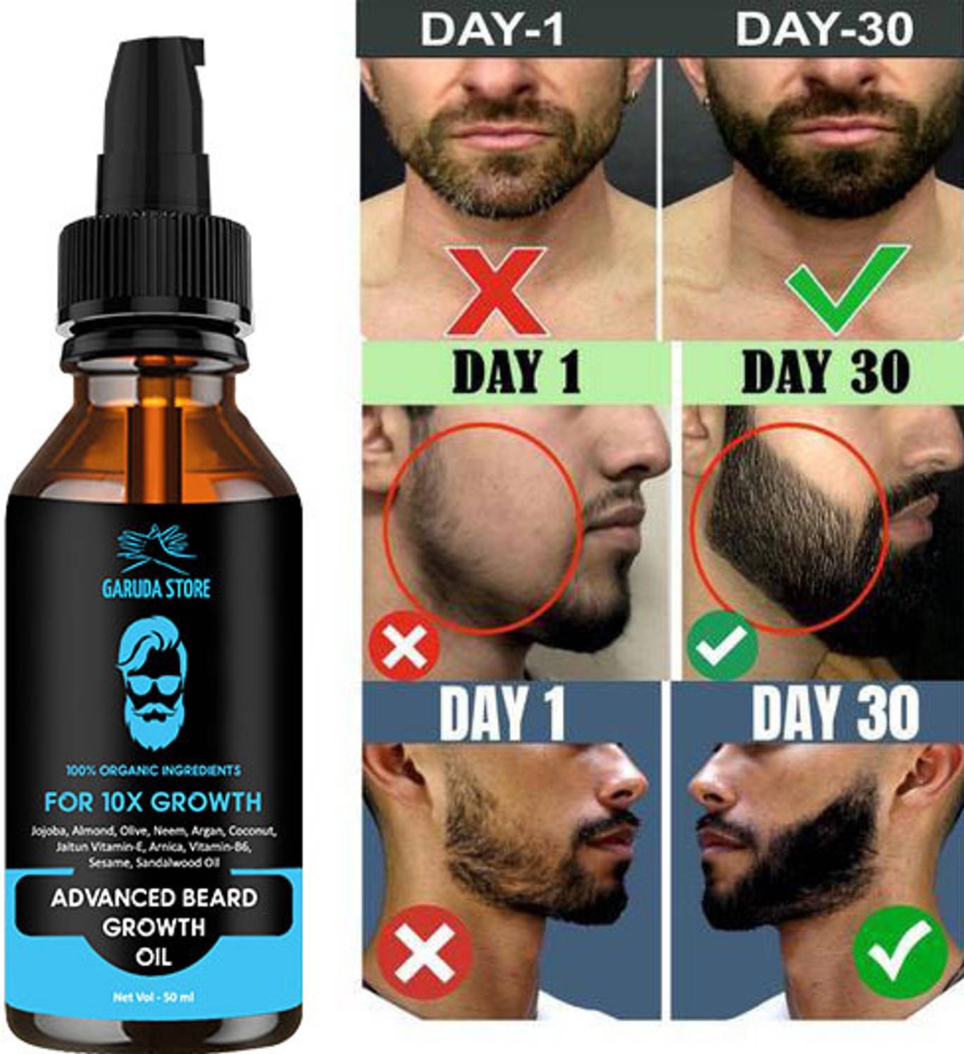 Garuda Store Pure Beard Growth Hair Oil for Men - Soft and Health