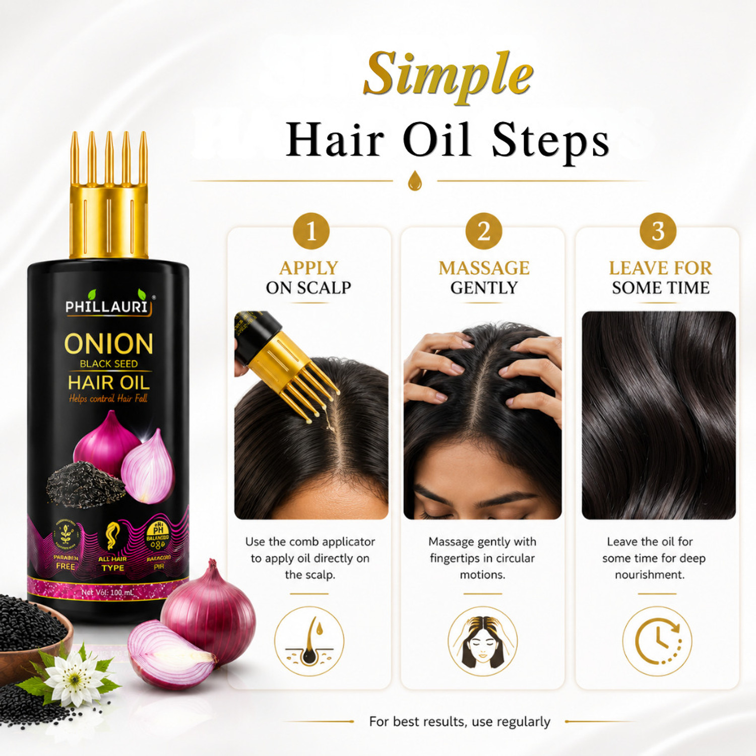 Image of Phillauri Black Seed Onion Oil for Hair Regrowth & Hair Fall Control Hair Oil