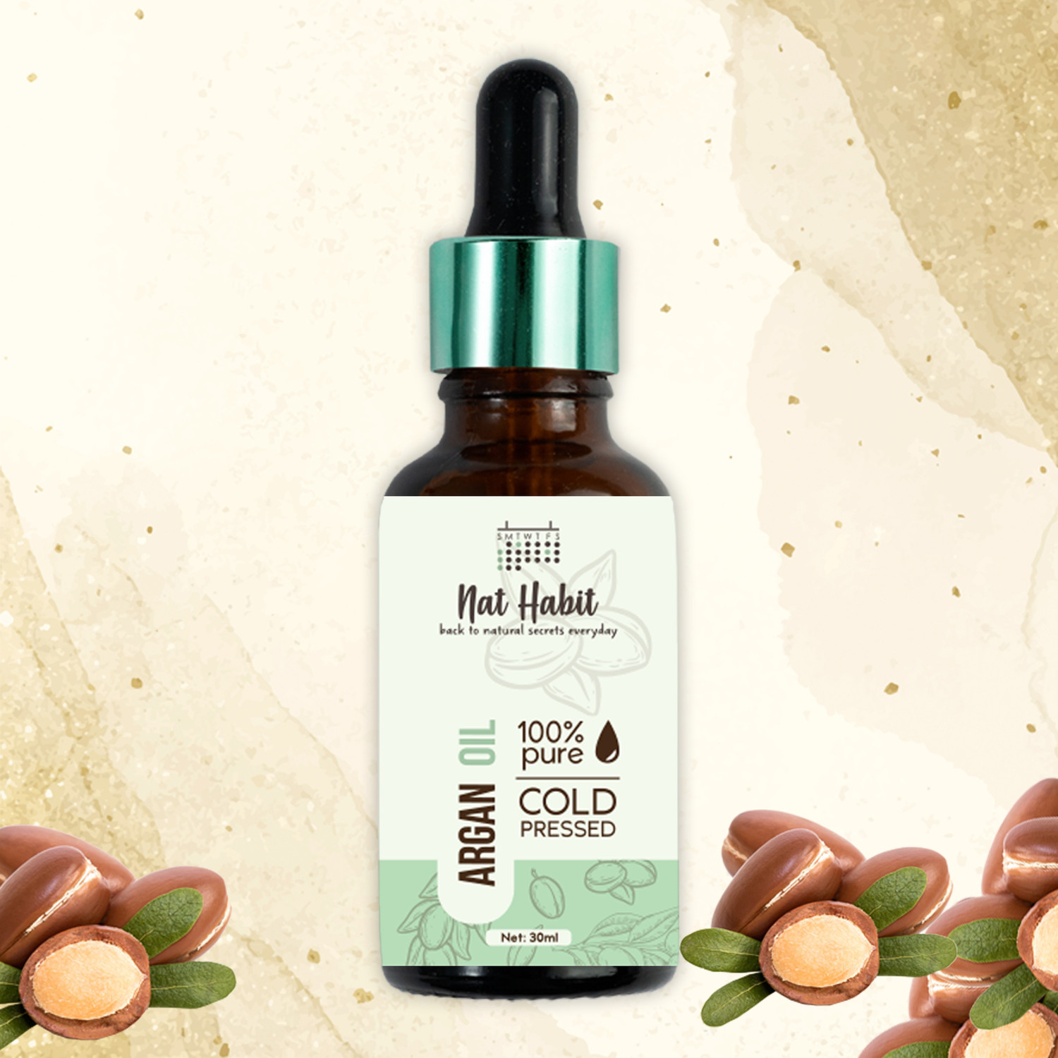 Image of Nat Habit Cold Pressed Pure Argan Oil For Hair Growth & Body Massage|Certified Ayurvedic Hair Oil