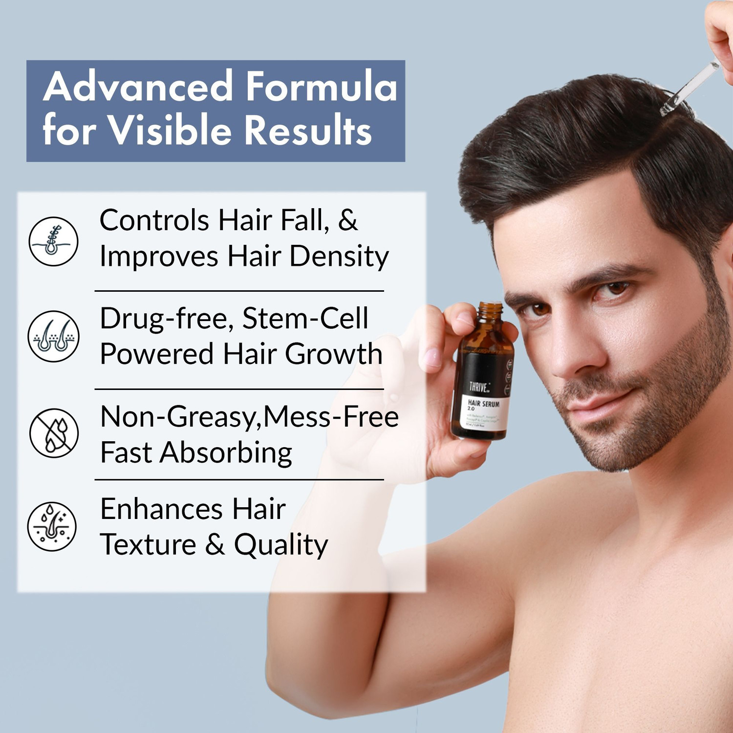 Image of ThriveCo Hair Growth Serum 2.0 for Hairfall Control, Strength & Thickness, Pack of 2