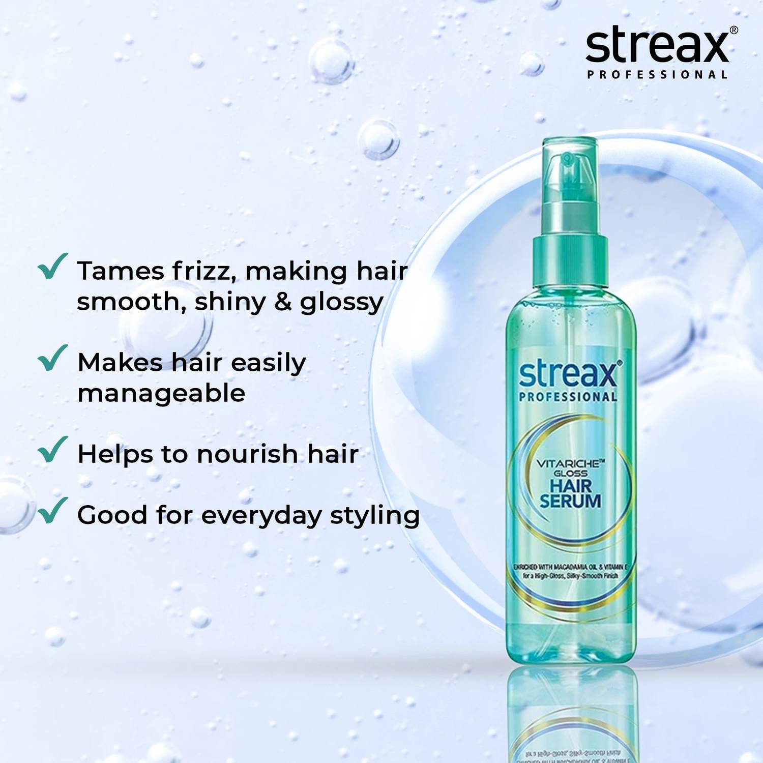 Streax Vitariche Gloss Hair Serum - 100ml - Image 3