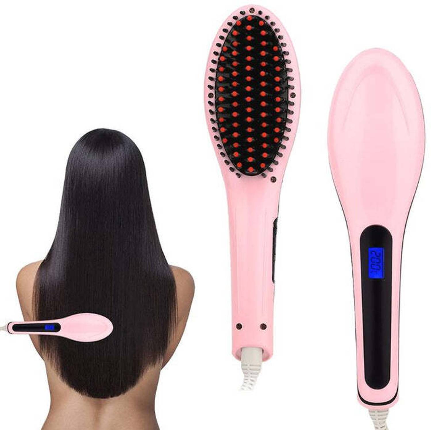 4uonly Electric Hair Straightener Brush Zero Damage Hair Care Comb JHH3 Electric Hair Straightener Brush Zero Damage Hair Care Comb JHH3 Hair Straightener
