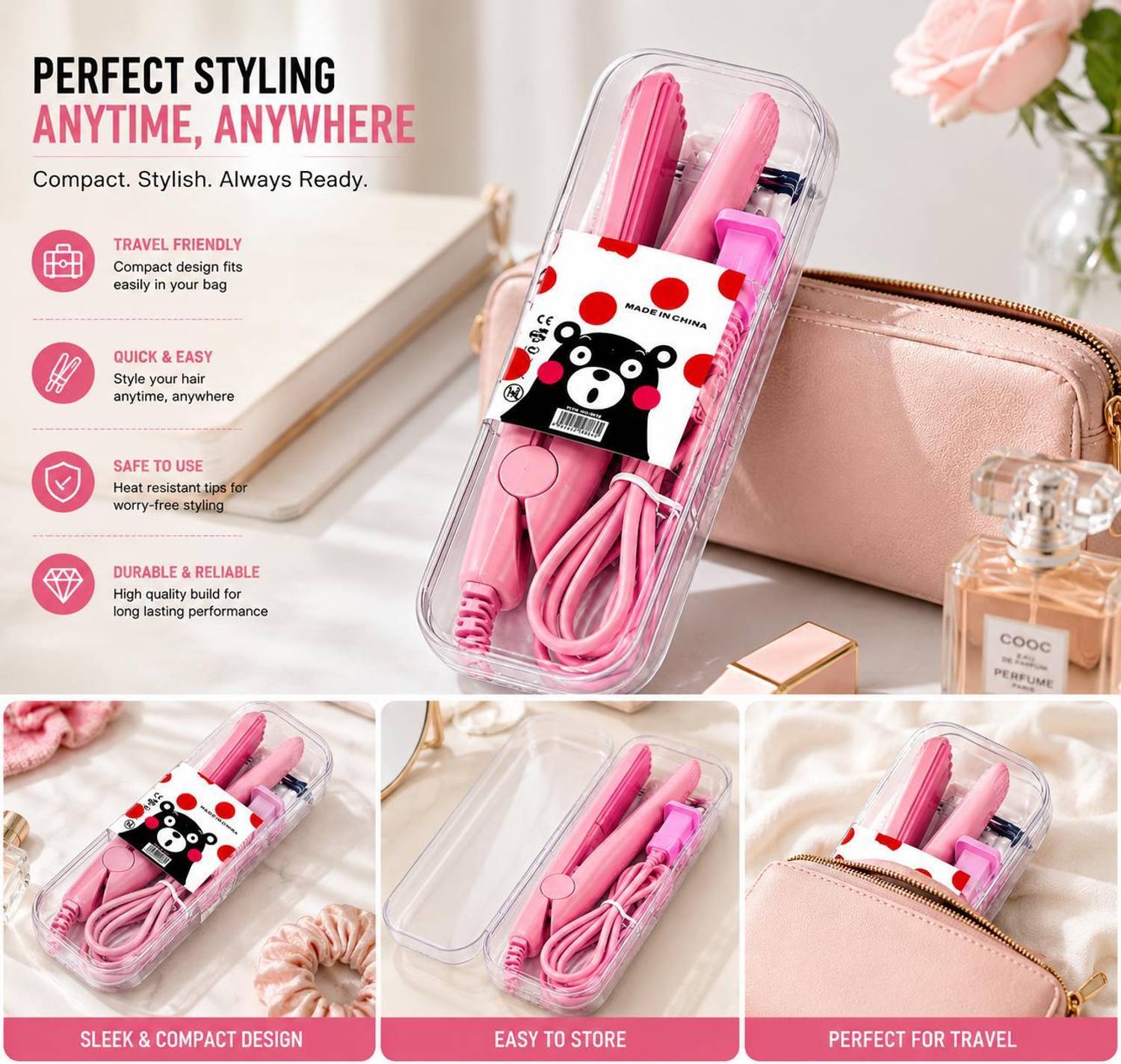 GLOW Portable Mini Ceramic Hair Straightener - Image 2