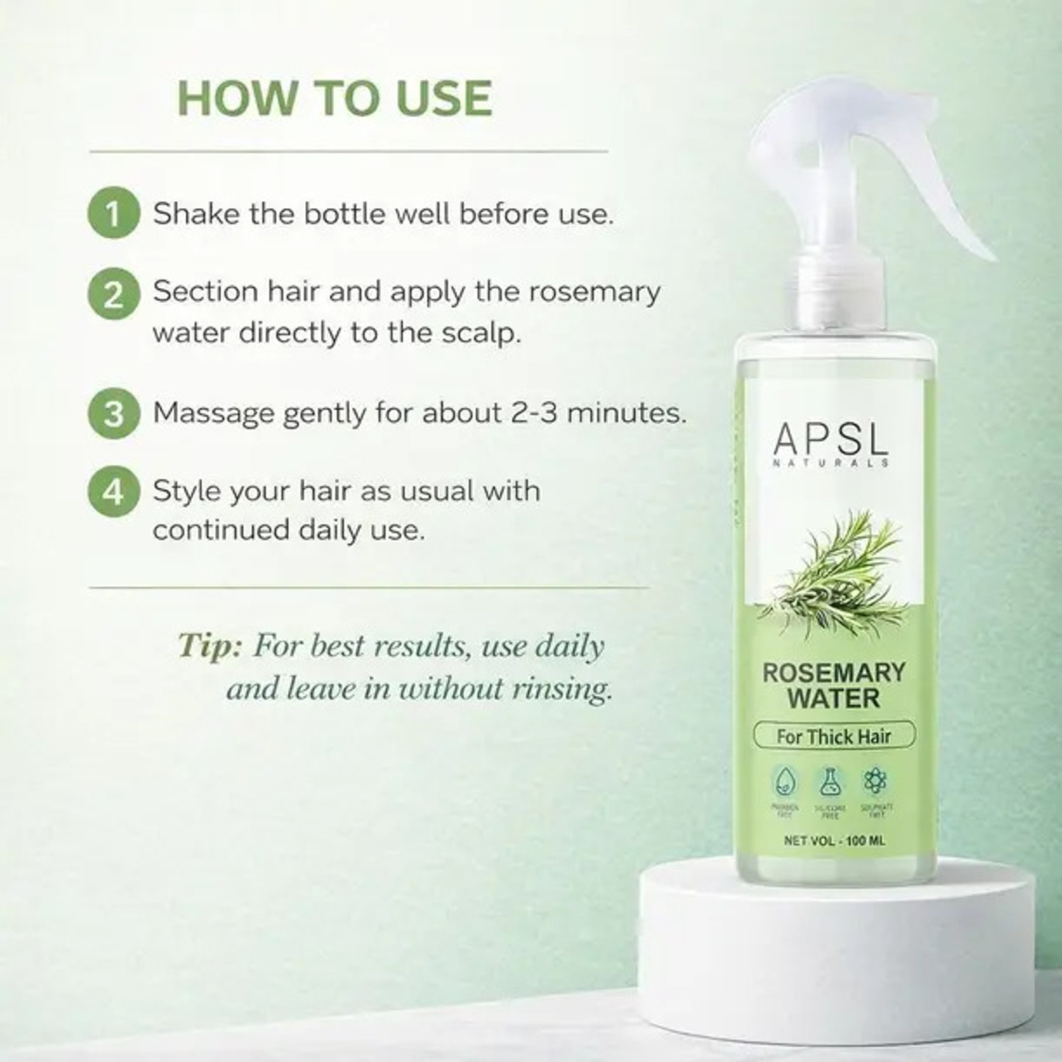 Image of apsl naturals APLS Rosemary Water for Hair Regrowth| Strengthens HairAll Hair Types,Mist Spray Hair Spray