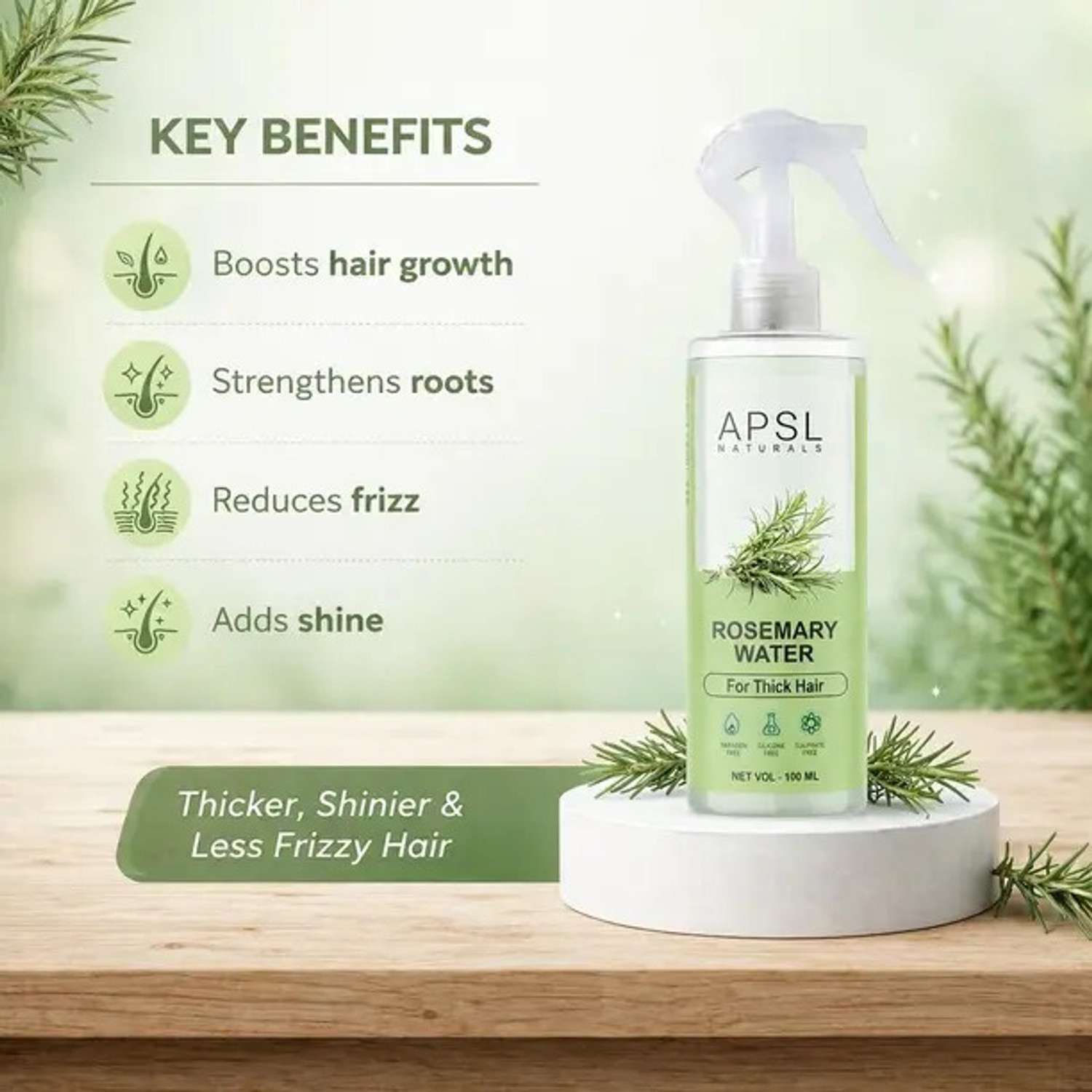 Image of apsl naturals APLS Rosemary Water for Hair Regrowth| Strengthens HairAll Hair Types,Mist Spray Hair Spray