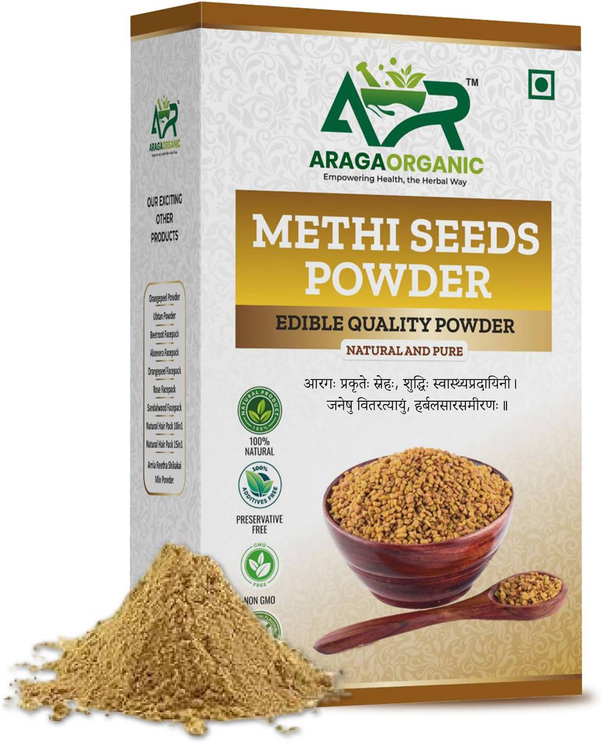 Araga Organic Methi Seed Powder For Hair Growth | Fenugreek Powder