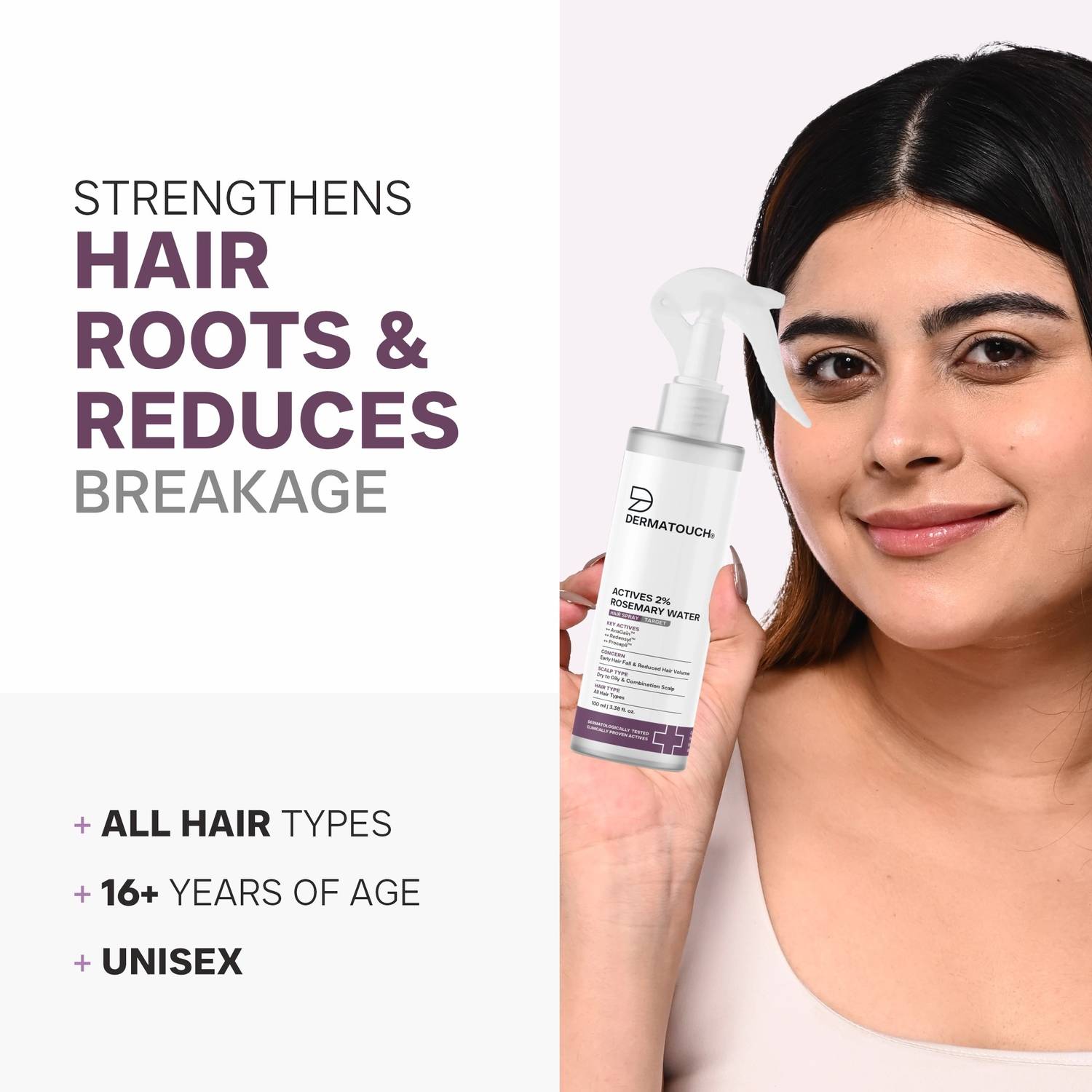 Dermatouch Actives 2% Rosemary Spray for Hair Growth, 100ml - Image 3