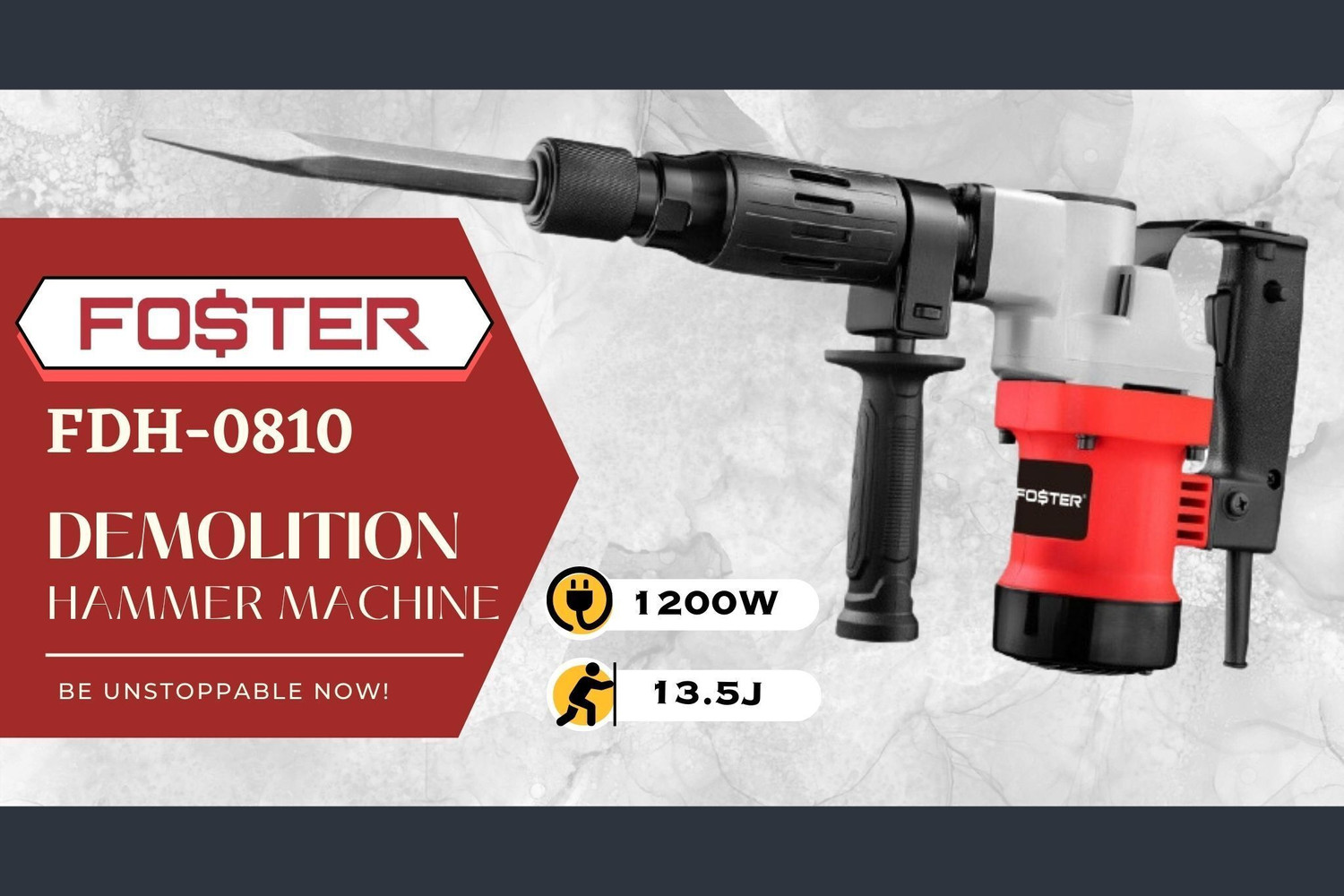 Image of FOSTER FDH-0810 | 5 Kg Demolition Hammer | Breaker Machine | 1200W |13.5J Impact Energy | 3 Model Selector | Impact Energy 3.7J | 4000 BPM | Armature | Rotary Hammer Drill