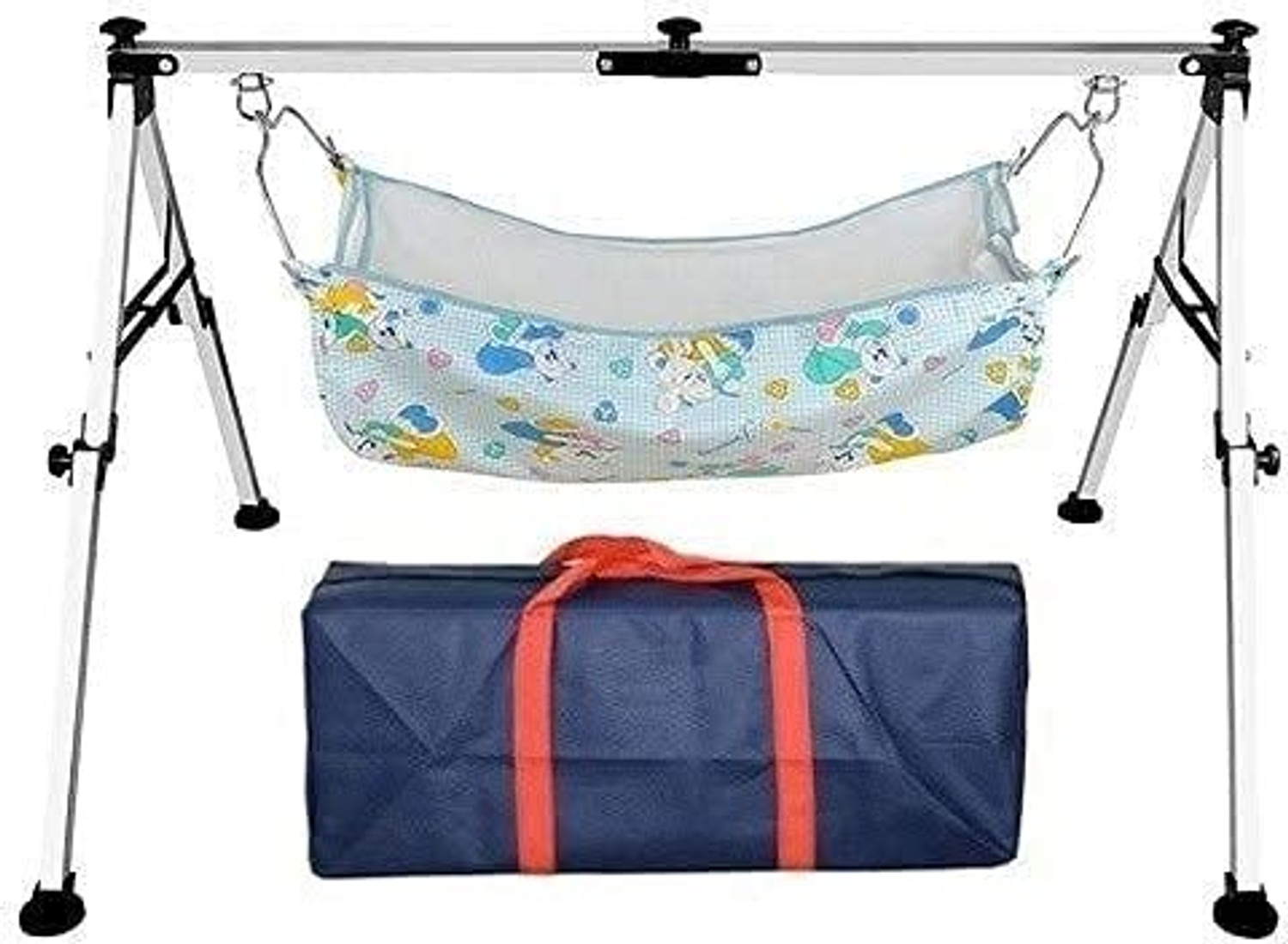 Image of A to Z Hub folding steel baby cradle /jhula /ghodiyu /parna with mosquitonet hammock