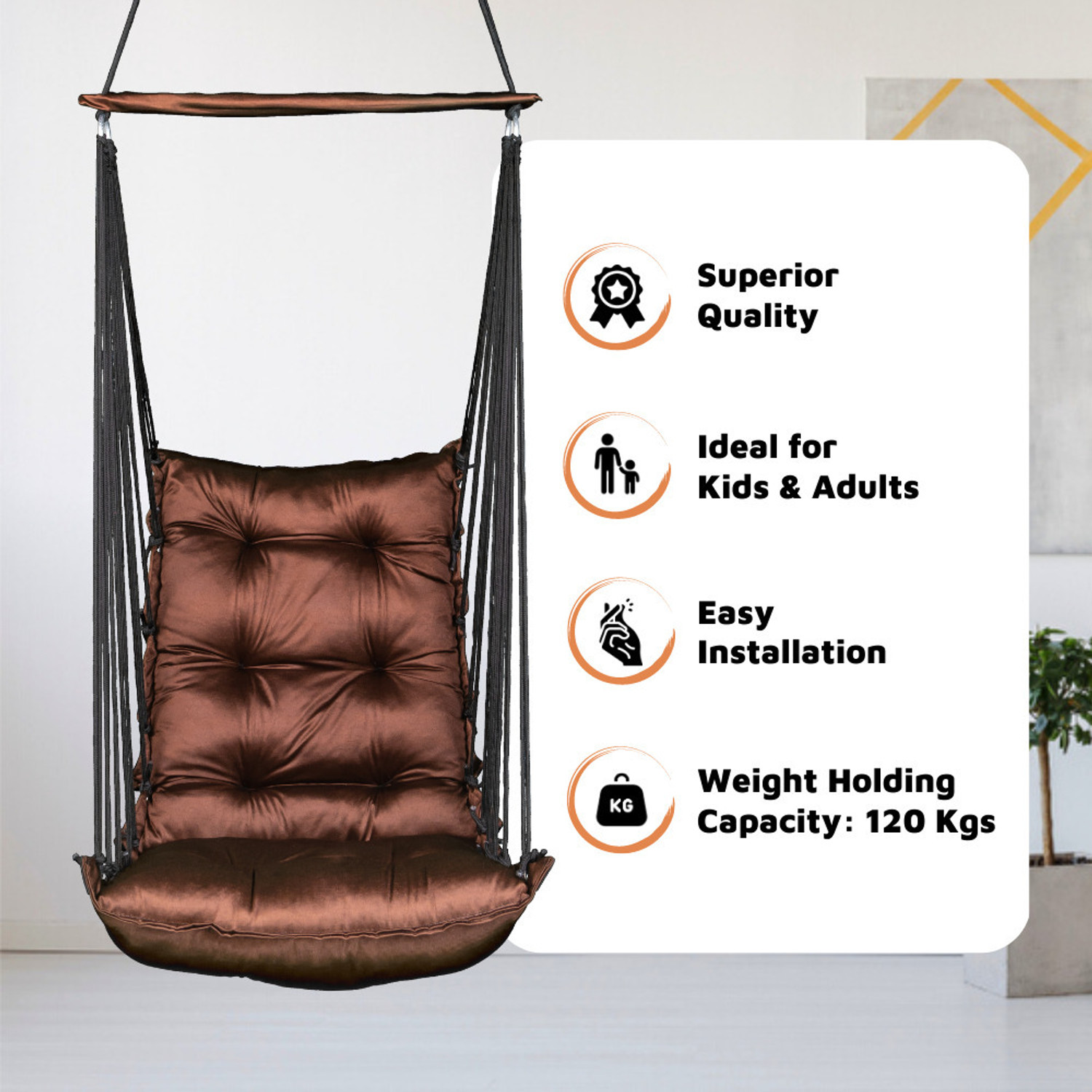 Image of Swingzy Soft Polyester Hanging Swing for Adults /Hammock Swing /Swing For Balcony /Swing Polyester Hammock