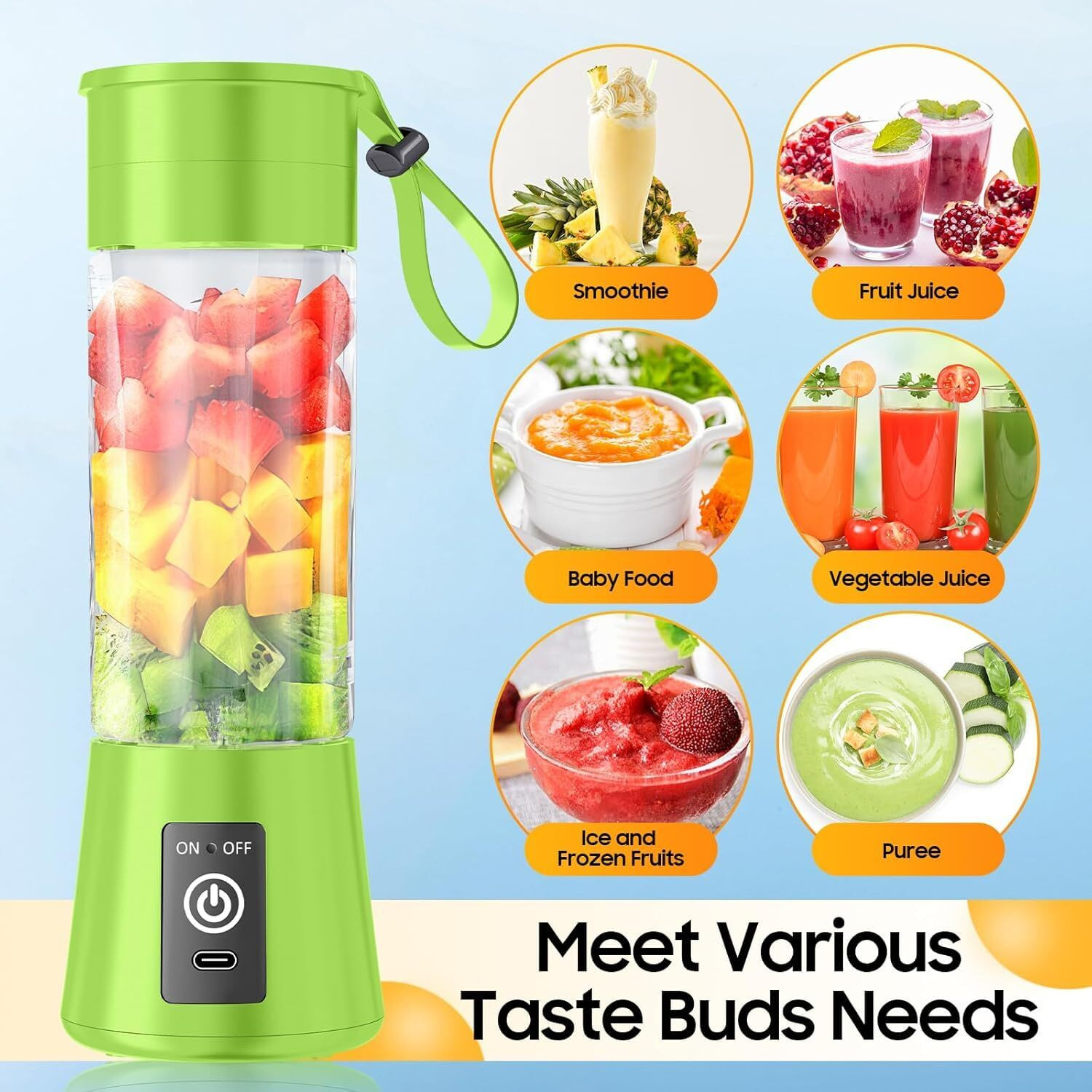 Image of Udghosh Creation Mini Mixer Machine for Smoothies, Shakes & Juice | USB Rechargeable 220 W Juicer