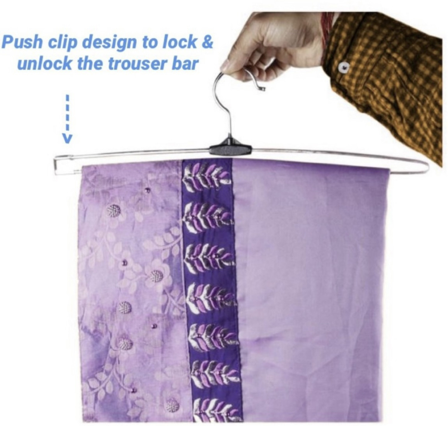 Image of Lashkara Lockable technology for sarees, pants, skirts, clothes Steel Saree Pack of 10 Hangers For Saree