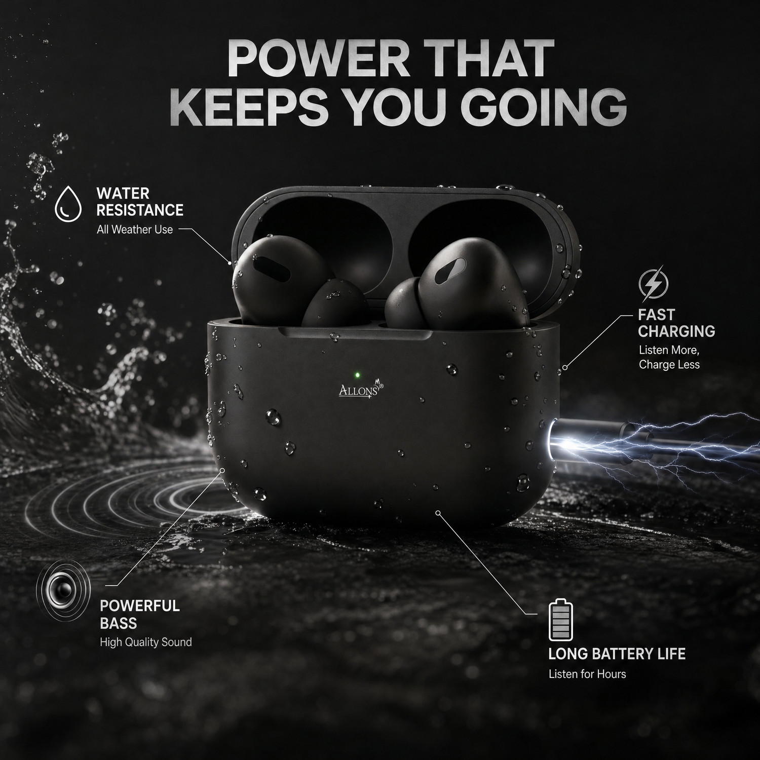 Image of allons TWS Bluetooth Earbuds True Wireless Headphone with MagSafe Charging Case A6 Bluetooth