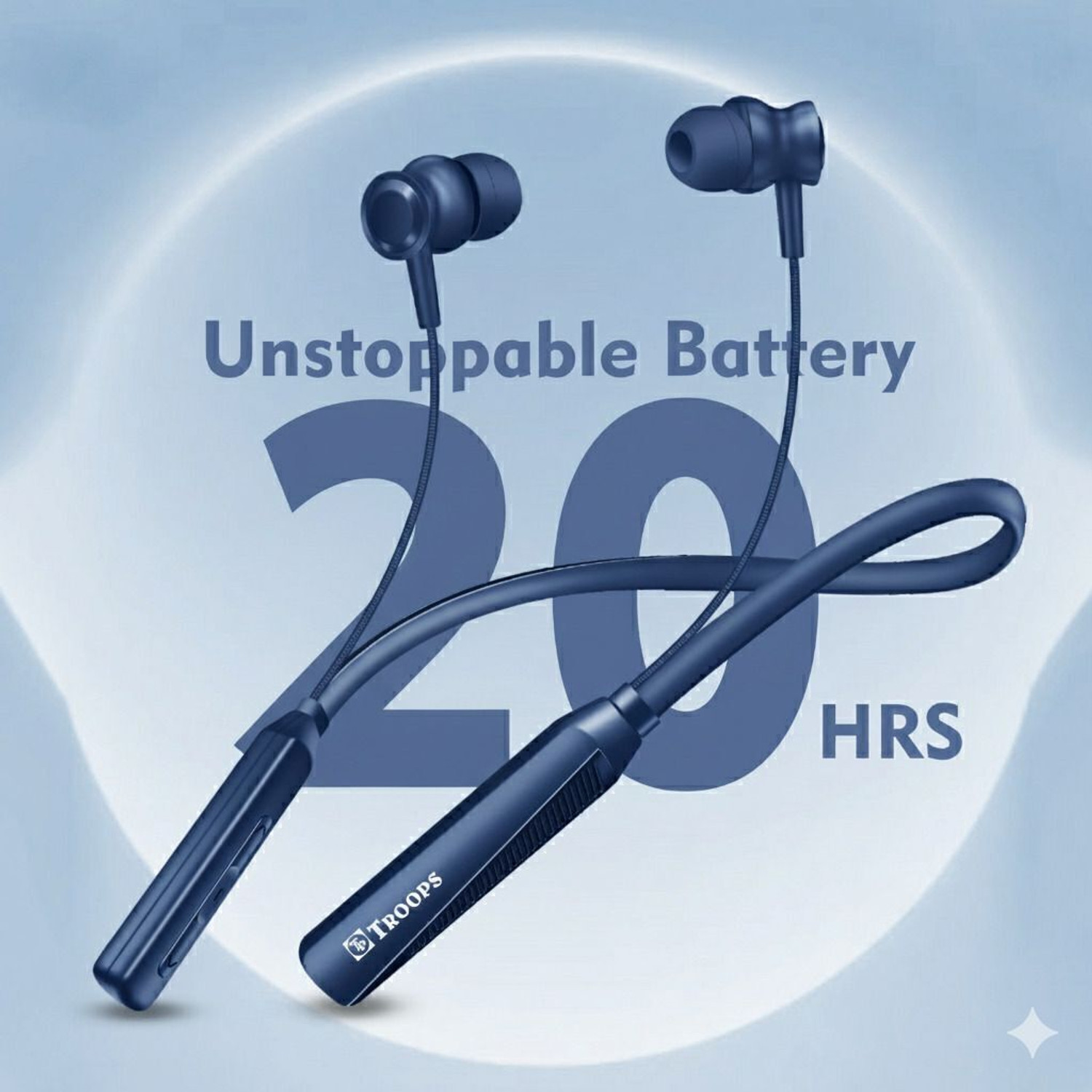 Image of TP TROOPS Wireless in-Ear Neckband Earphones, 10mm Drivers, Above 20 Hrs Playtime Bluetooth & Wired