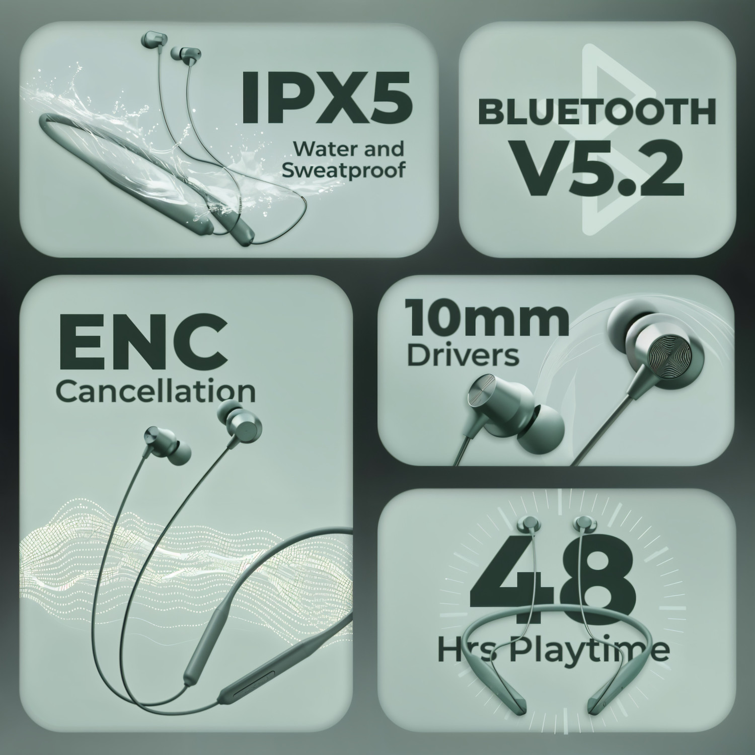 Image of GREE MATT Bluetooth Neckband 40 Hours Playtime,Waterproof,Deep bass Fast Charging,N121 Bluetooth