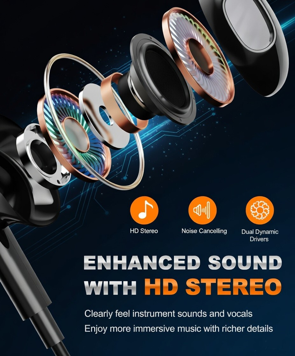 Image of Deeravia Type-C Earphone|ENC Mic| Premium Earphone| Magnetized Buds pro Phantom Blue XP Wired