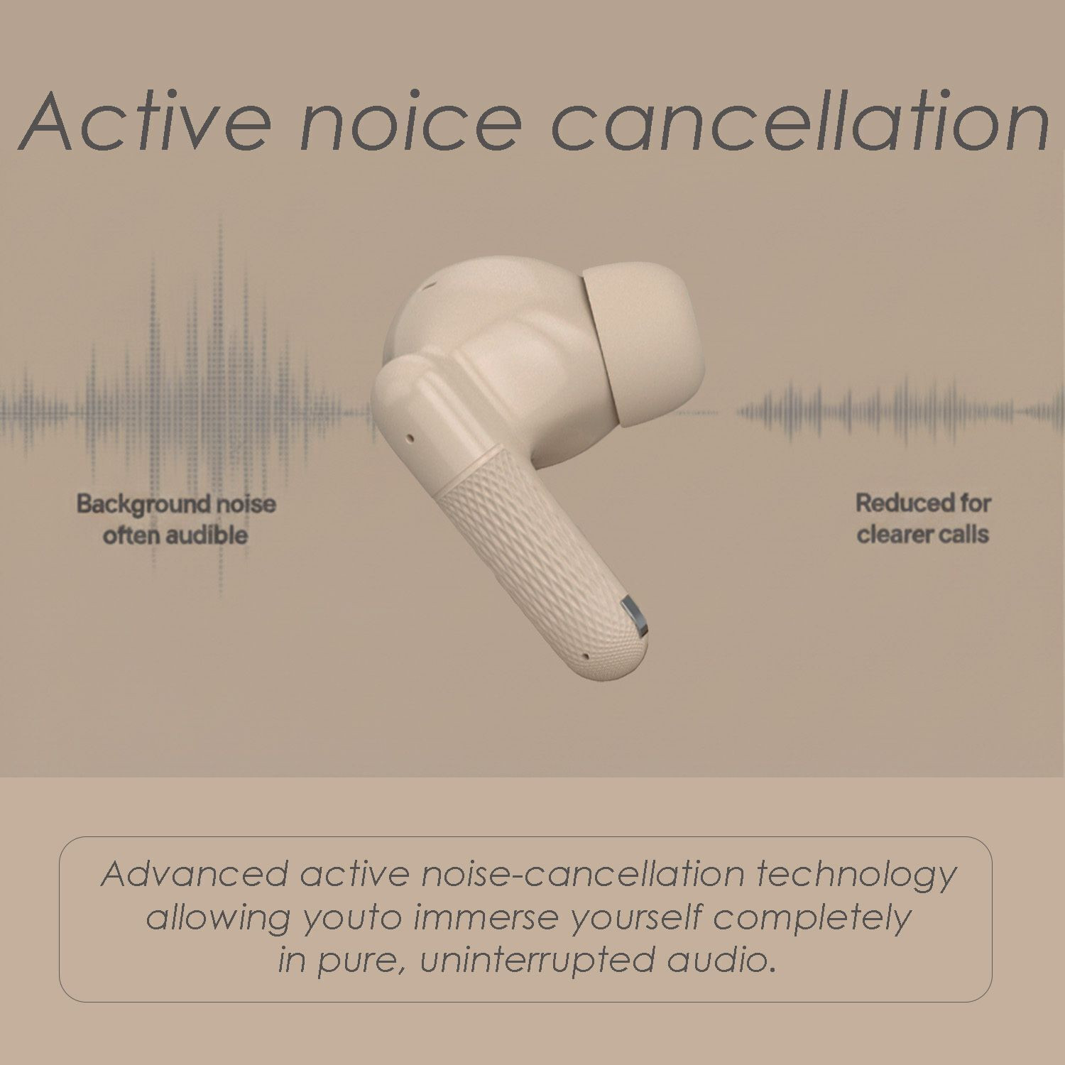 Image of inear Juke Buds T-5 True Wireless Bluetooth Earbuds Type-C Insta-Charge, 40H Playtime Bluetooth Headset (Cream, In the Ear)