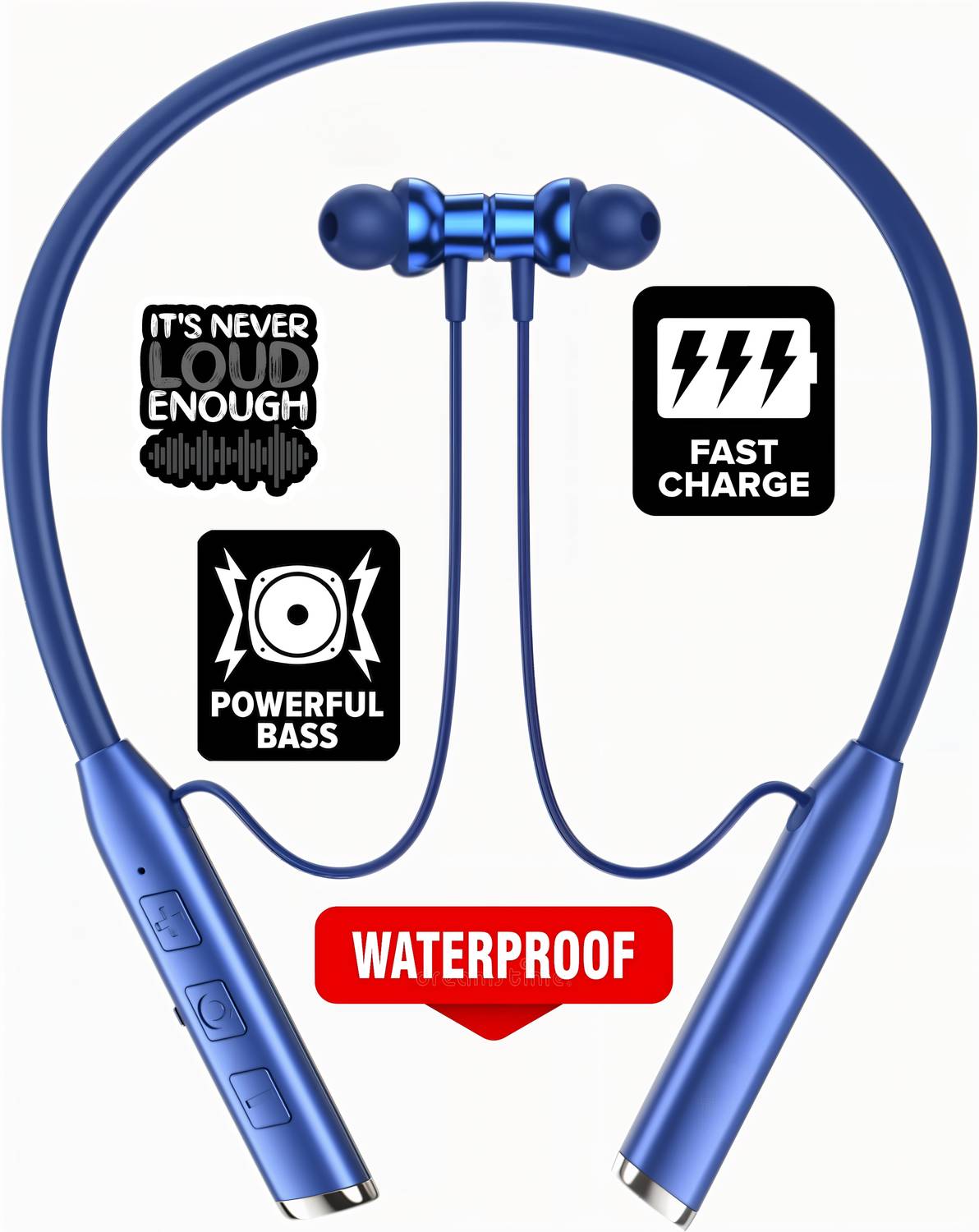 GEMFLY Vibration Alert, 48 Hours Playtime, ENC, HD Sound Quality & Stereo Bass129 Bluetooth