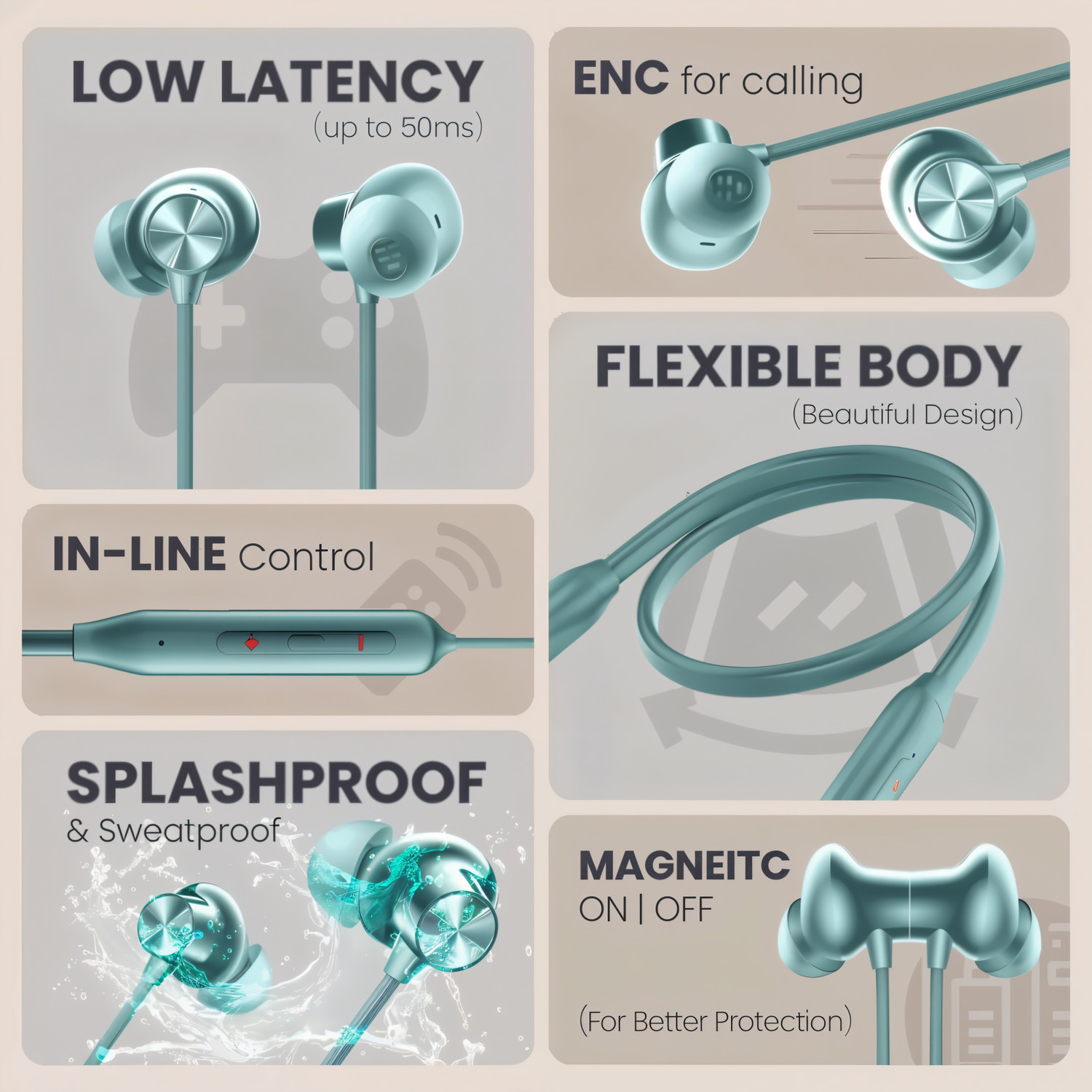 Image of GREE MATT Bluetooth Neckband 40 Hours Playtime,Waterproof,Deep bass Fast Charging,N121 Bluetooth