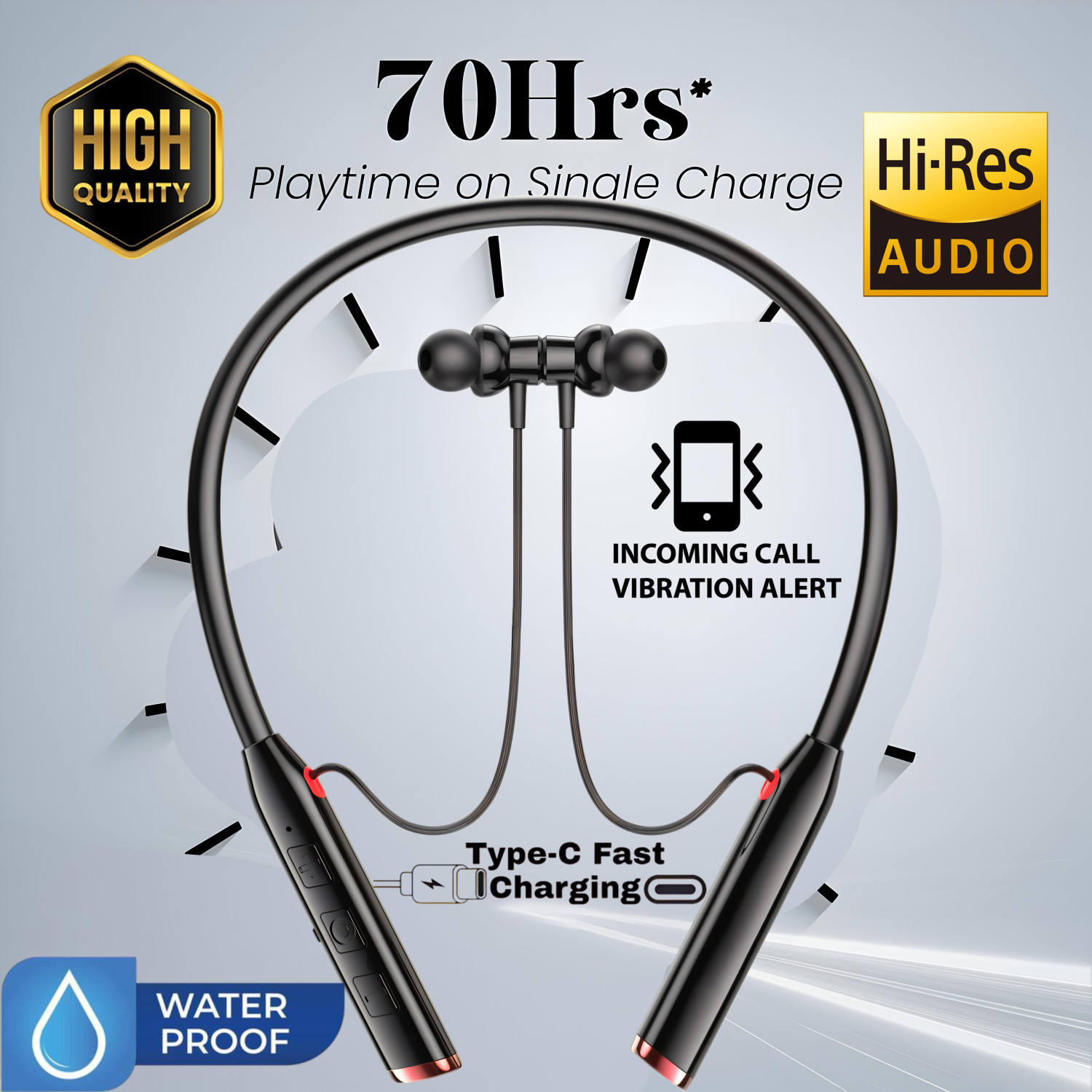 Image of GEMFLY Vibration Alert, 48 Hours Playtime, ENC, HD Sound Quality & Stereo Bass N286 Bluetooth