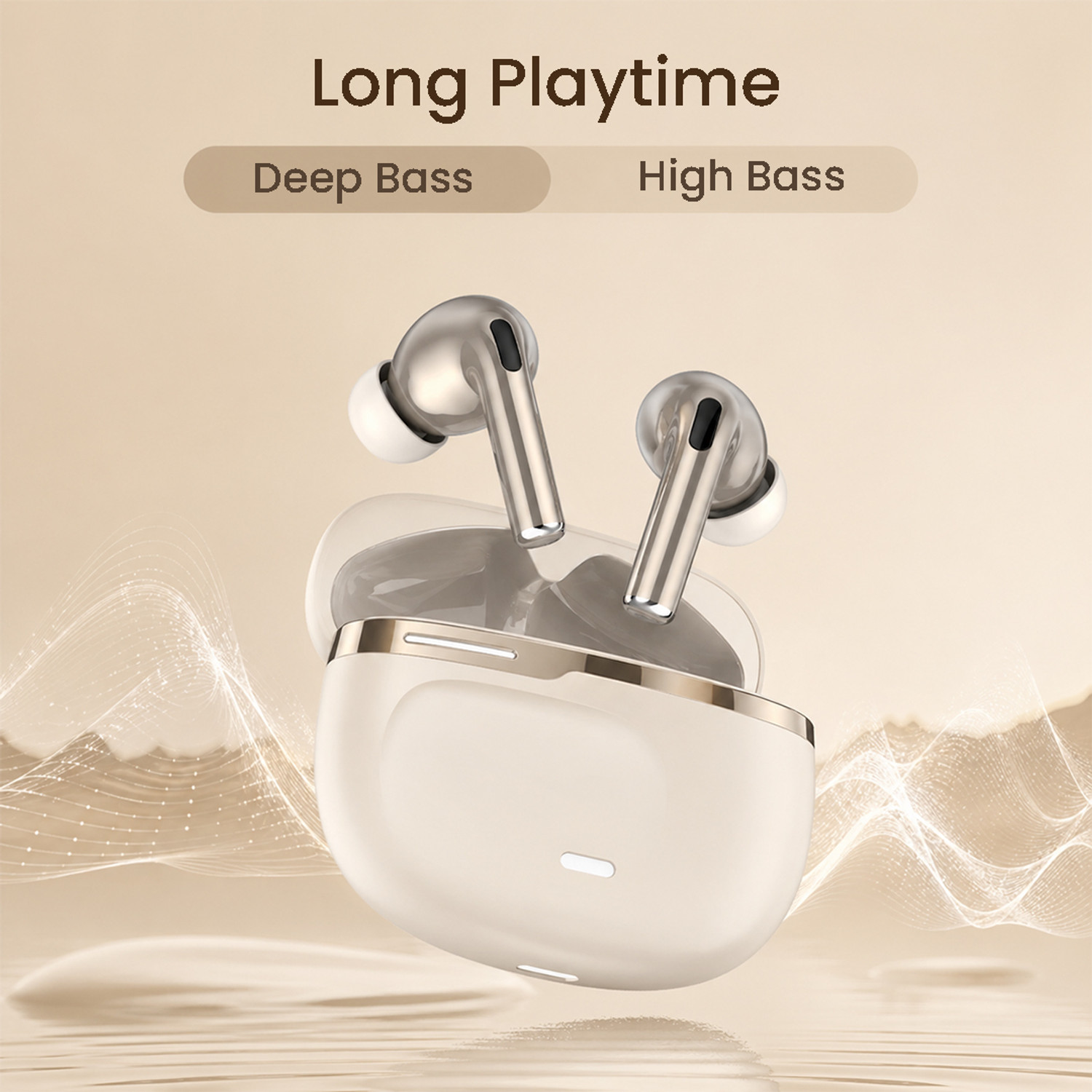Image of AMS X94 Gen 2 Bluetooth Headset | 70H Battery, 13mm Drivers & ENx Tech Earbuds Bluetooth Headset (Beige, True Wireless)