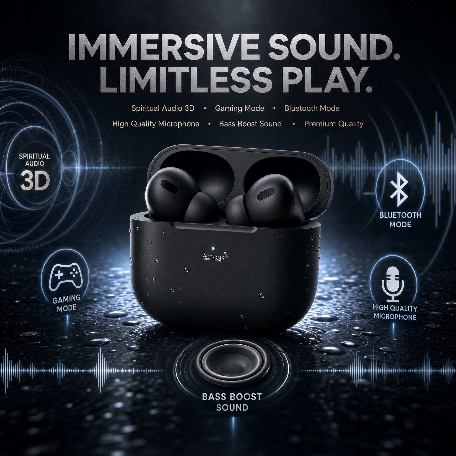 Image of allons TWS Bluetooth Earbuds True Wireless Headphone with MagSafe Charging Case A6 Bluetooth