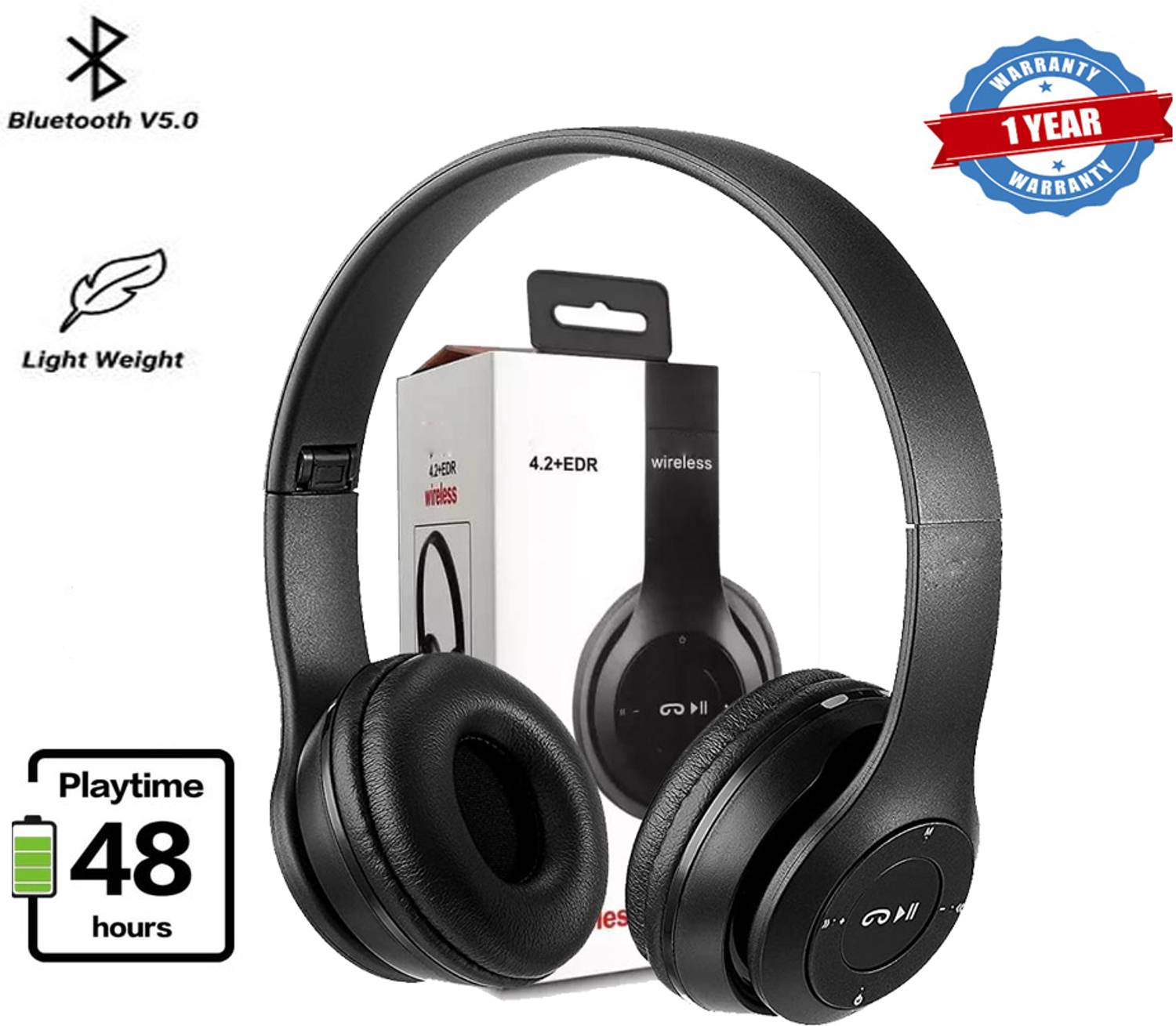 BAGATELLE Wireless Headphones Foldable with Mic - Image 1