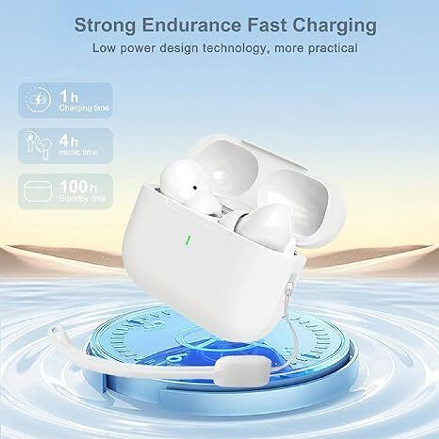 TECHIO Airdrops Pro 3 White Wireless Earbuds - Image 2
