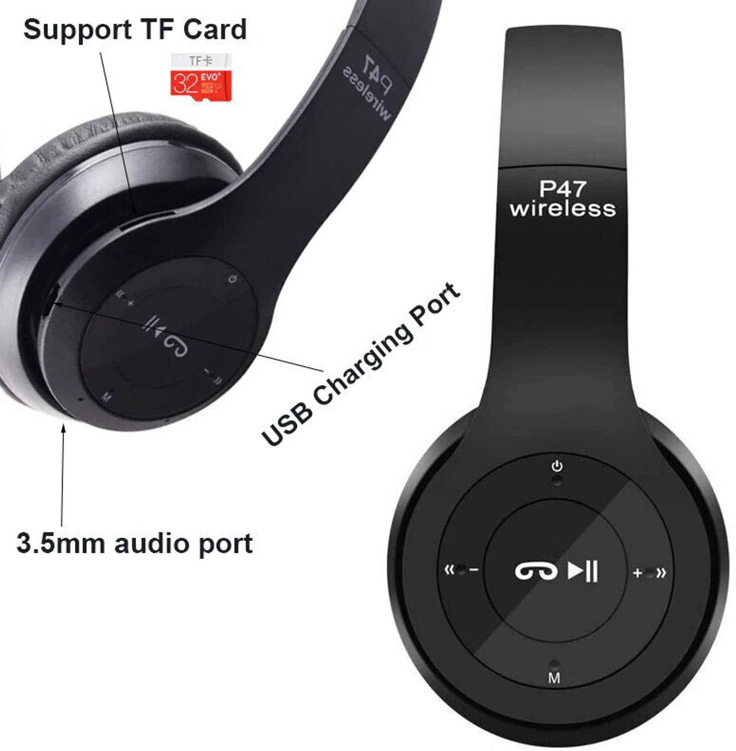 Worricow Wireless Bluetooth Headphone with Mic - Image 3