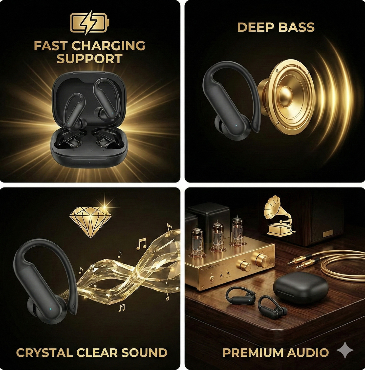 Image of VENKAT ZONE Trending Premium Audio Luxurious Comfort Crystal Clear Sound Super Bass Bluetooth Headset (Black, True Wireless)
