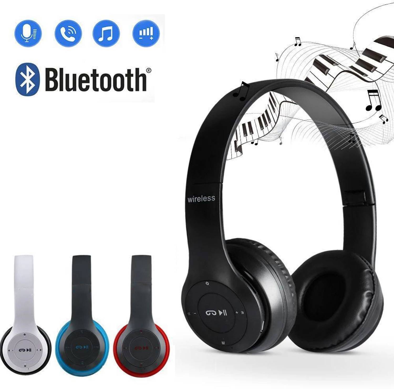 Techobucks Newly Over Ear Wireless Bluetooth Headphones with Mic